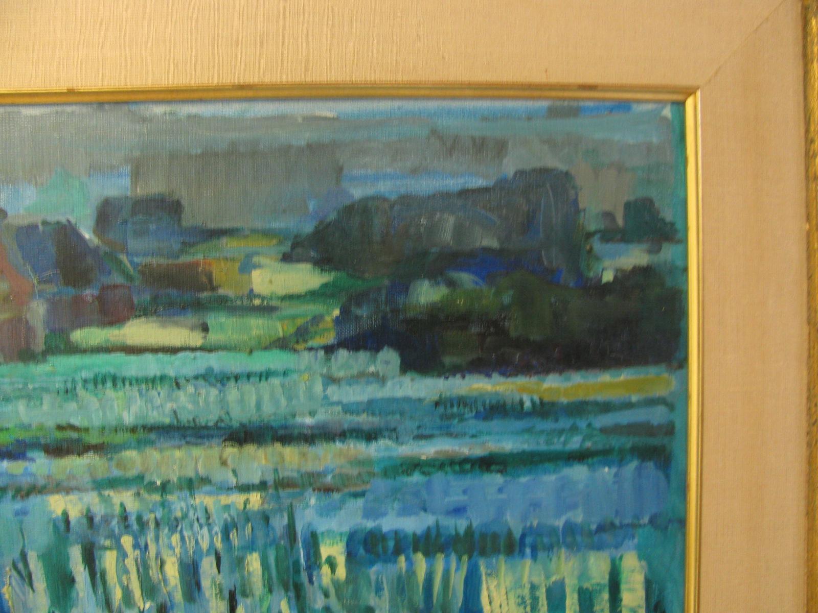 Mid Century French Abstract Landscape M. Siret 1962 In Excellent Condition In Port Jervis, NY