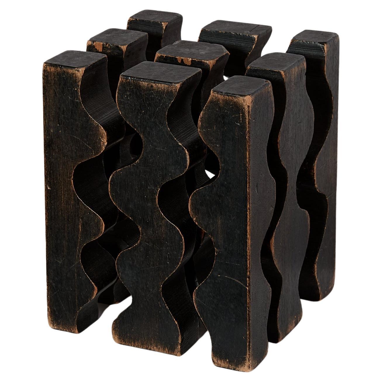 Mid-century French abstract wood sculpture in the style of Brian Willsher