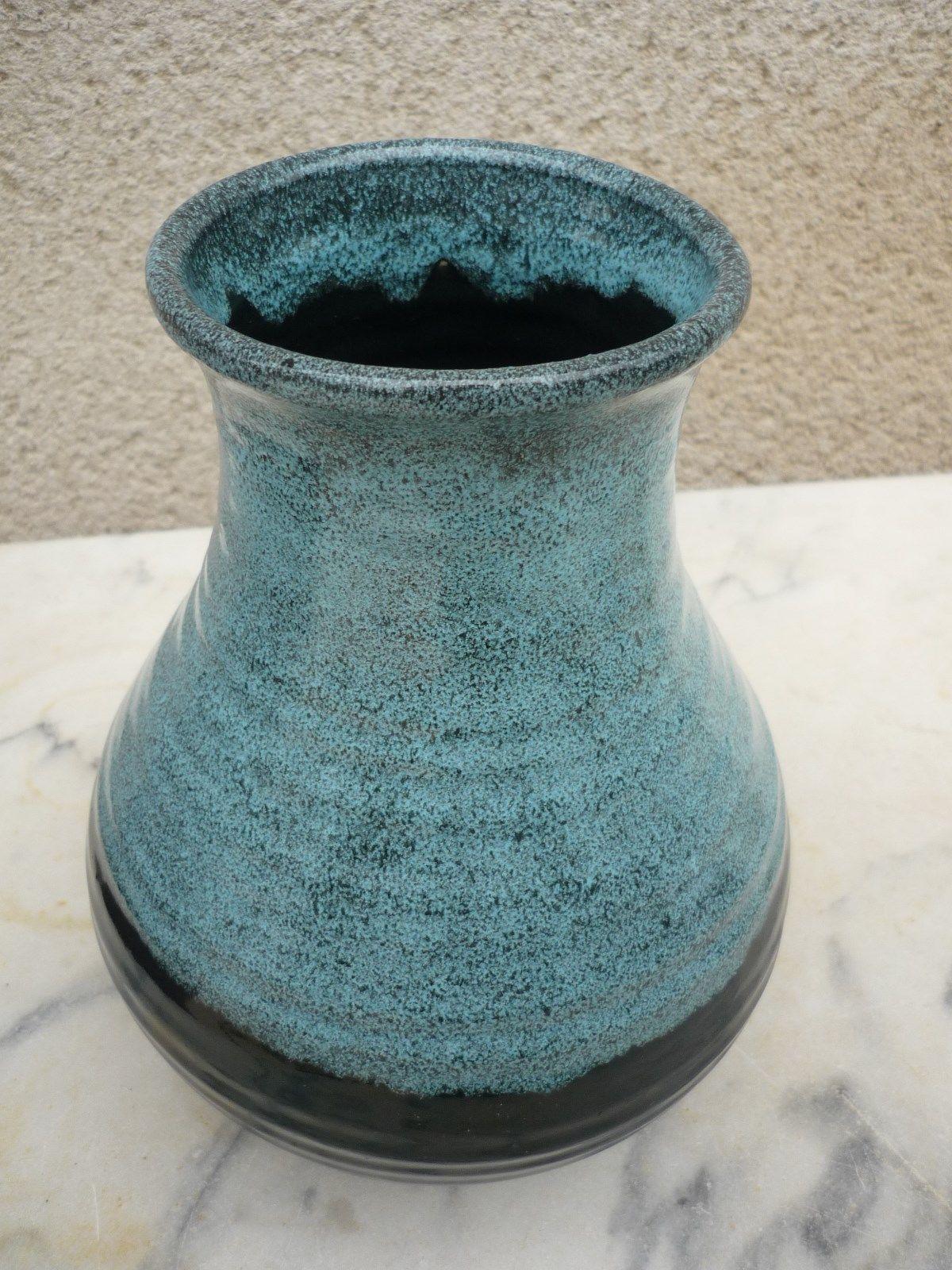 Midcentury French Accolay Pottery Turquoise Ceramic Vase, 1960s 2