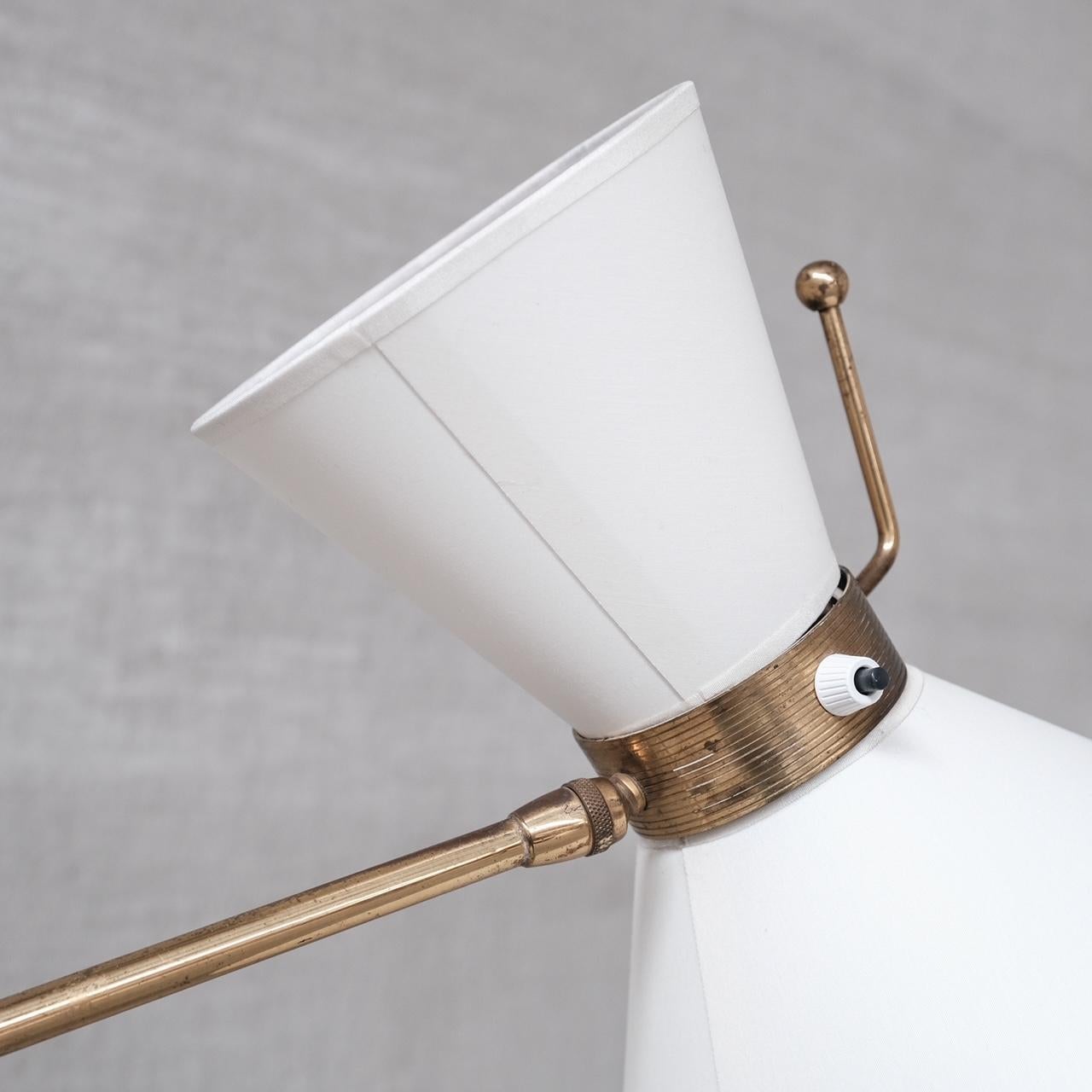 Midcentury French Adjustable Brass Diabolo Floor Lamp by 'Arlus' In Good Condition In London, GB