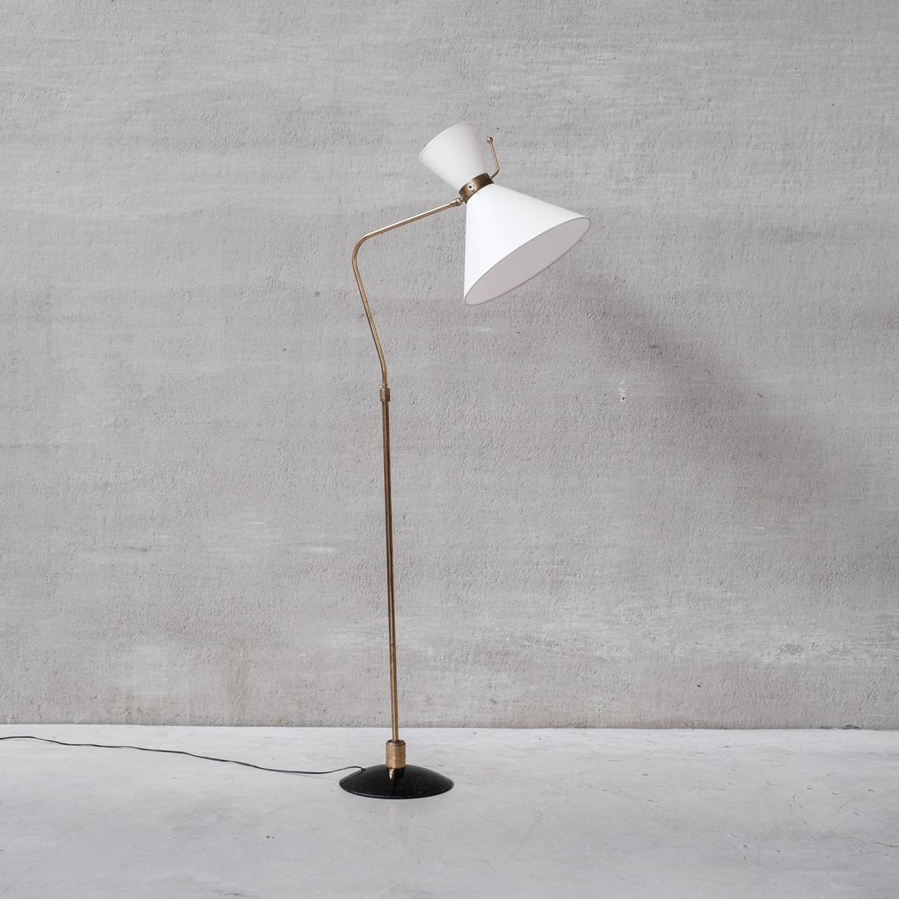 Midcentury French Adjustable Brass Diabolo Floor Lamp by 'Arlus' 1