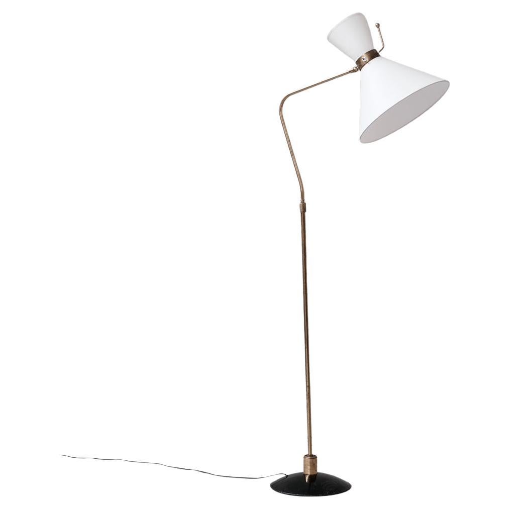 Midcentury French Adjustable Brass Diabolo Floor Lamp by 'Arlus'