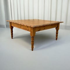 Tavolino quadrato in finto bambù e pino del Mid-Century Aesthetic Movement francese