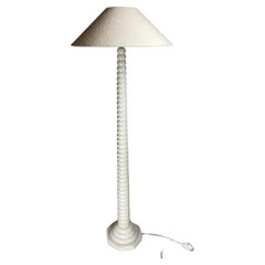 Mid-Century French alabaster floor lamp with bouclé shade, 1950s