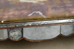 Mid Century French Antiques Mirrored Verre Eglomisé Coffee Table , C.1940s