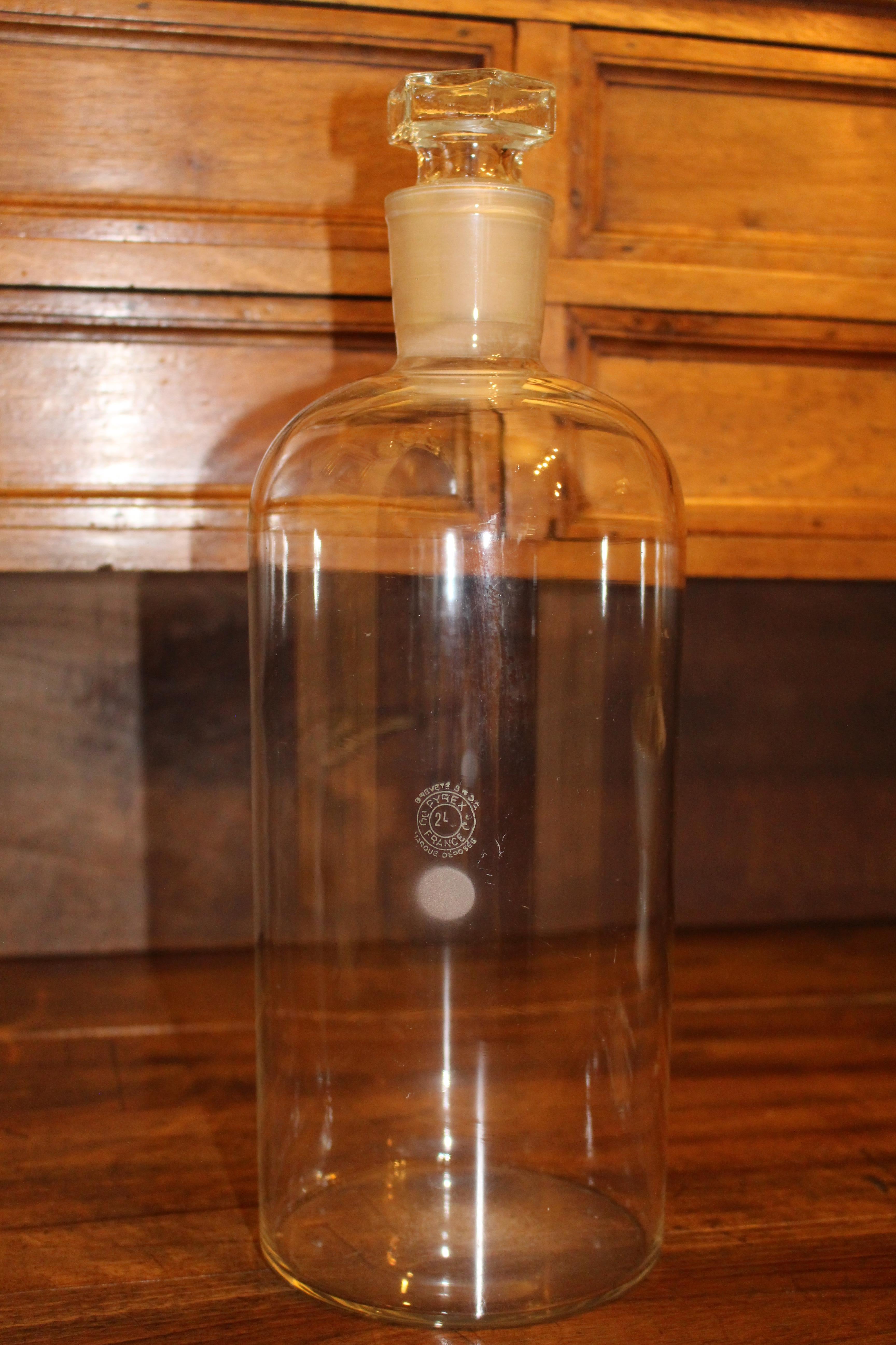 Midcentury French Apothecary Pharmacy Chemist Medicine Glass Bottle Jar Stopper 3