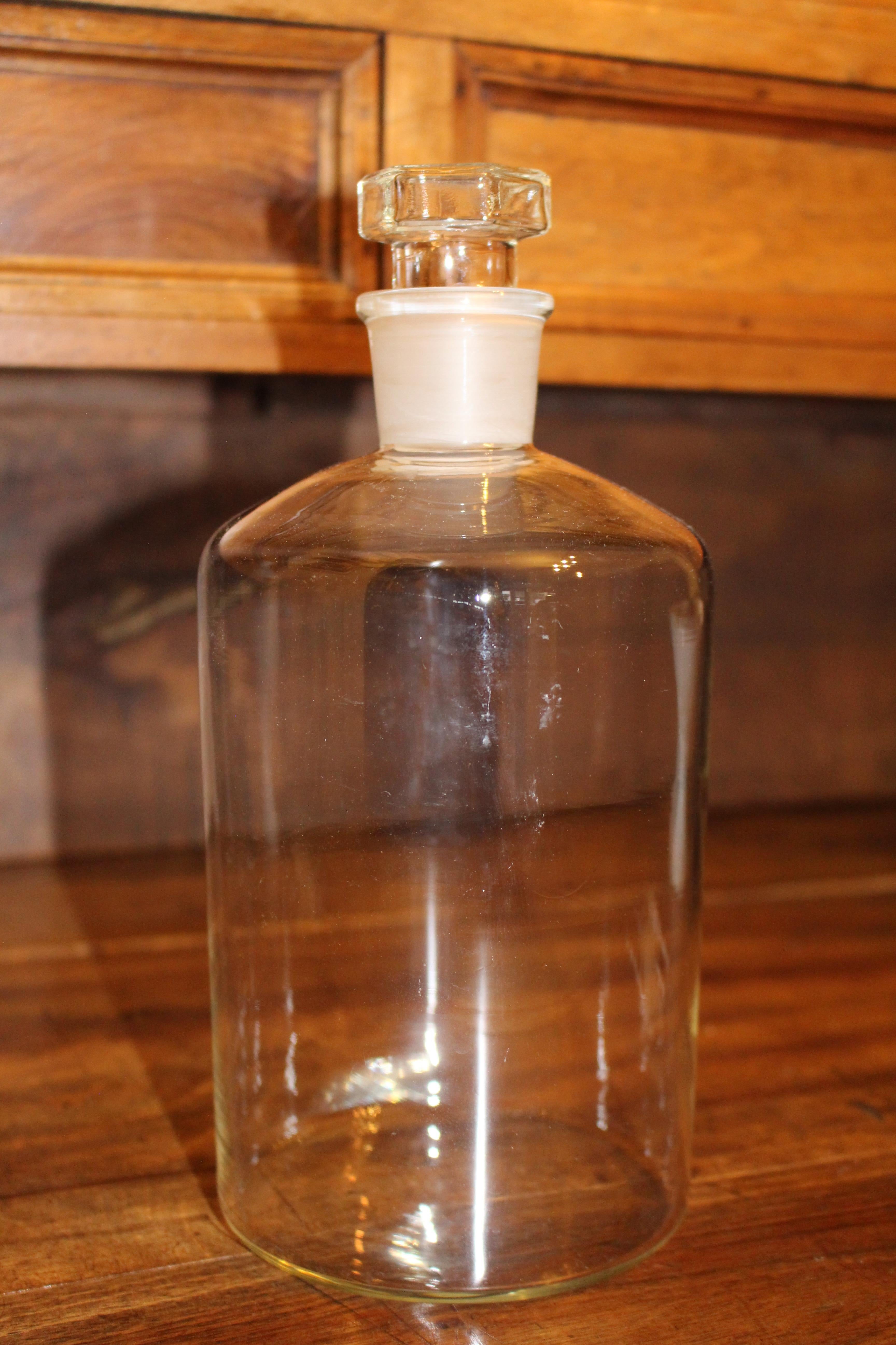 Midcentury French Apothecary Pharmacy Chemist Medicine Glass Bottle Jar Stopper 5