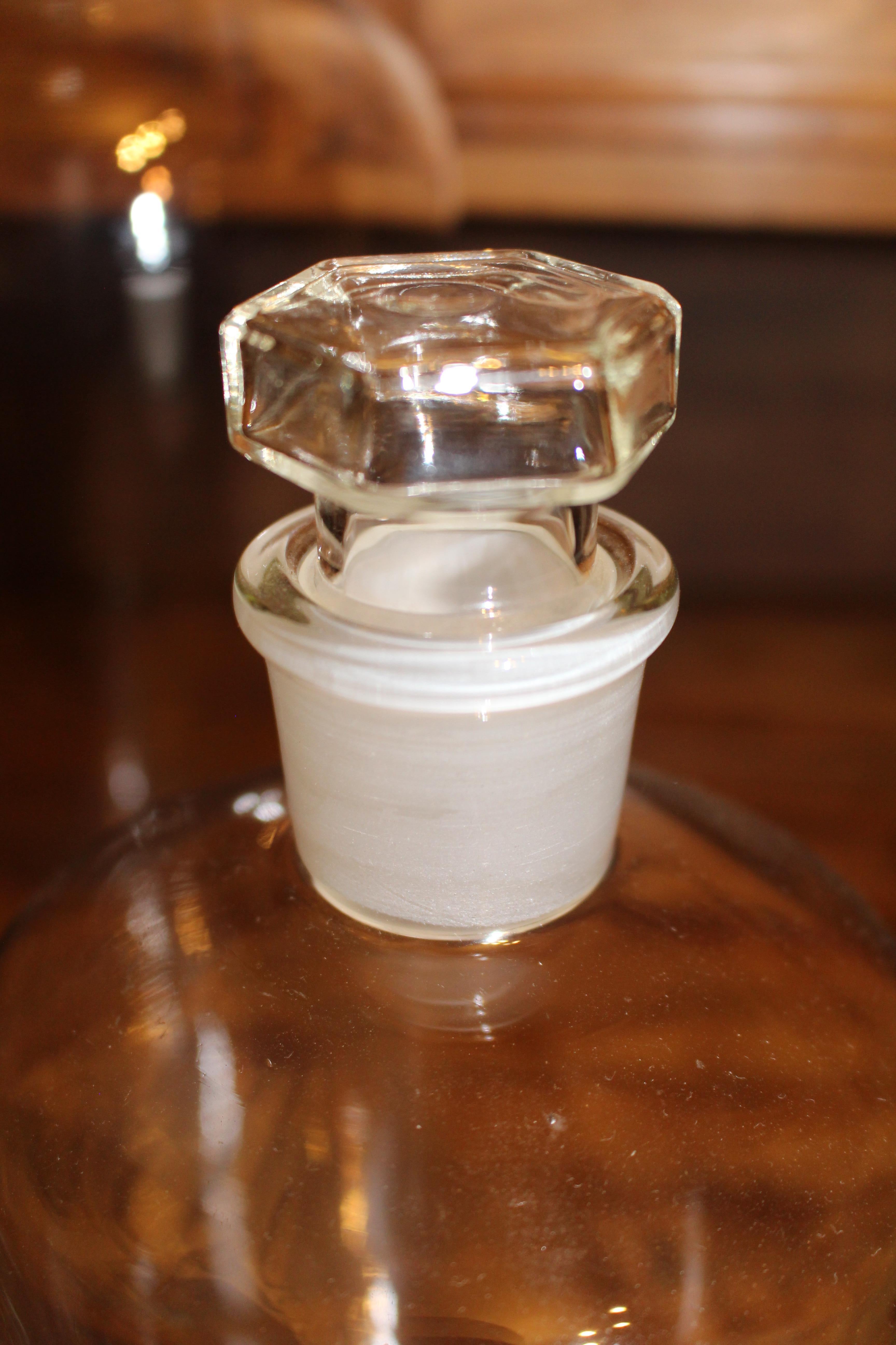 Mid-Century Modern Midcentury French Apothecary Pharmacy Chemist Medicine Glass Bottle Jar Stopper
