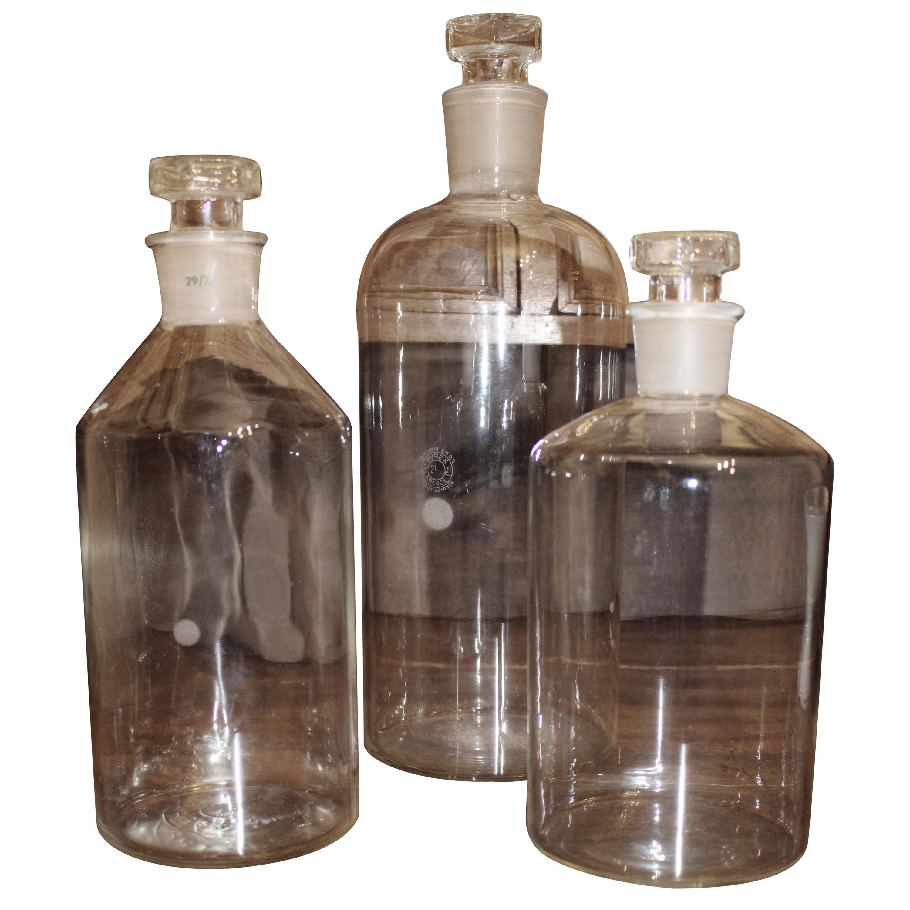 Midcentury French Apothecary Pharmacy Chemist Medicine Glass Bottle Jar Stopper