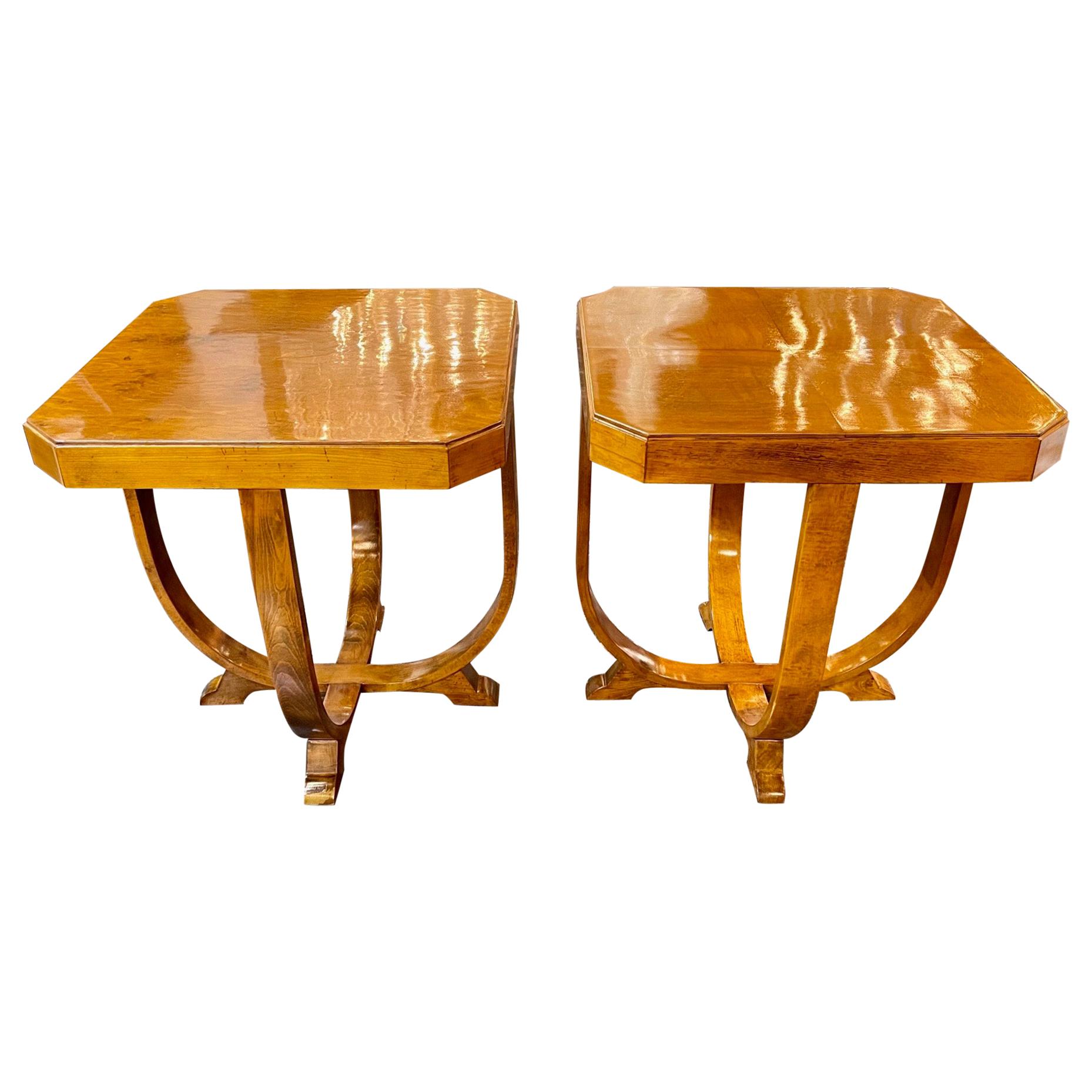 Midcentury French Art Deco Alderwood Side Tables