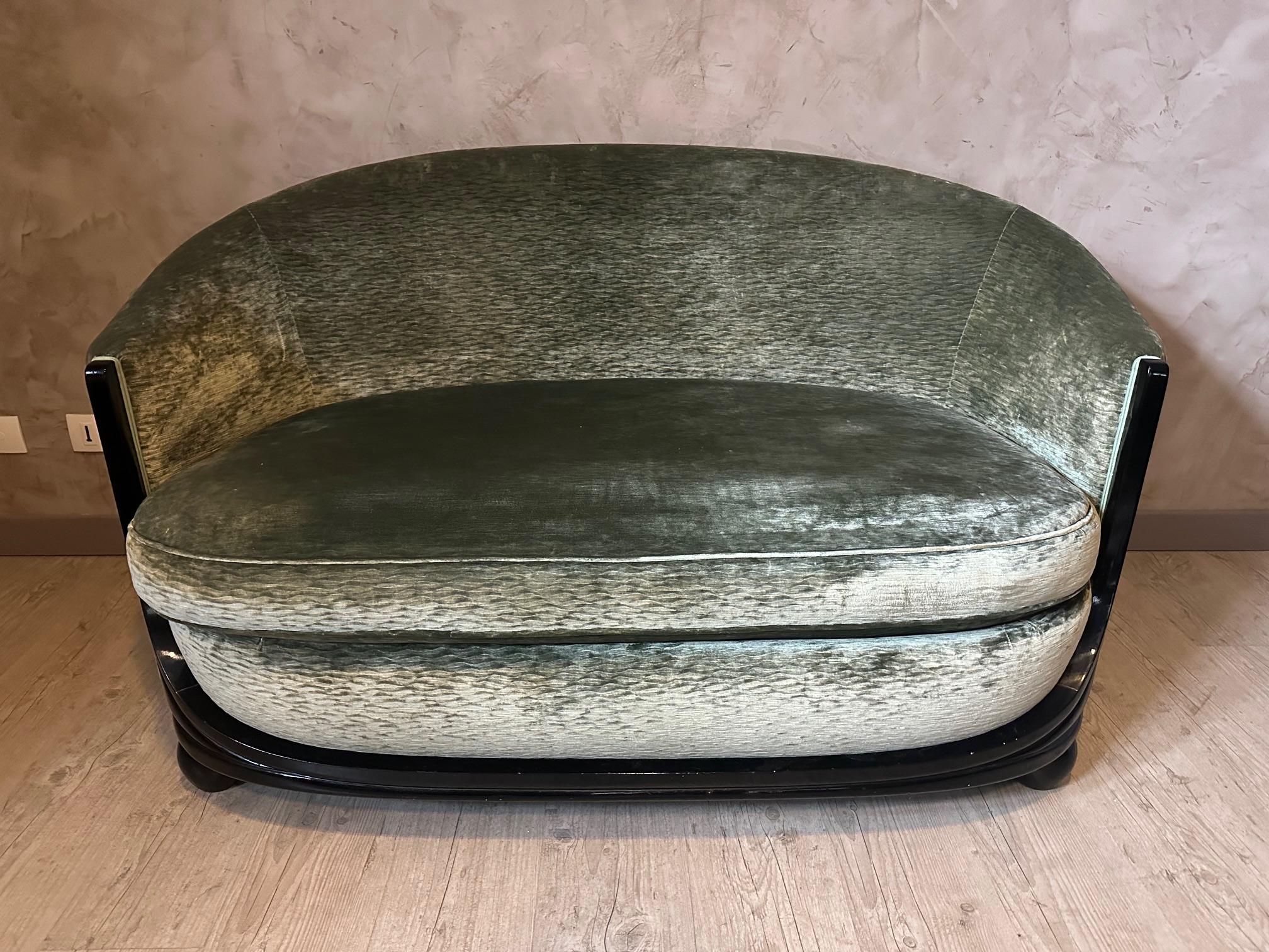 Mid-century French Art deco Set of a two-seats Sofa and Two Armchairs, 1930s For Sale 1