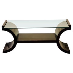 Mid-Century French Art Deco Style Black Lacquered Coffee Table