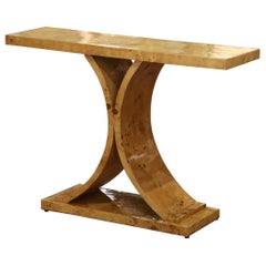 Mid-Century French Art Deco Style Burl Elm Console Table