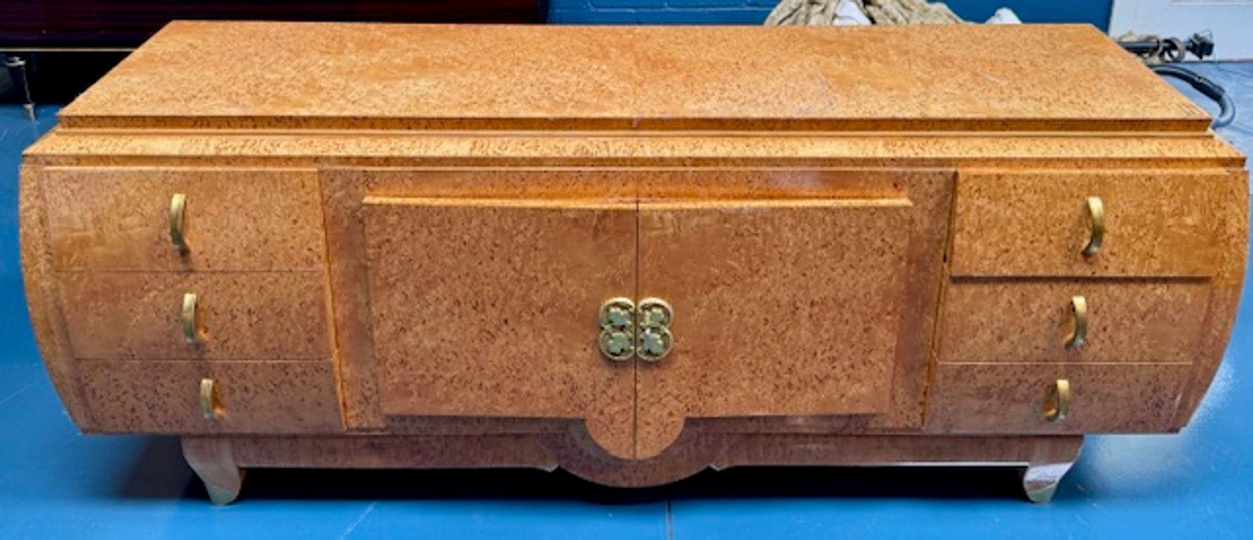 Olmo Credenza in olmo in stile Art Deco francese della metà del secolo scorso in vendita