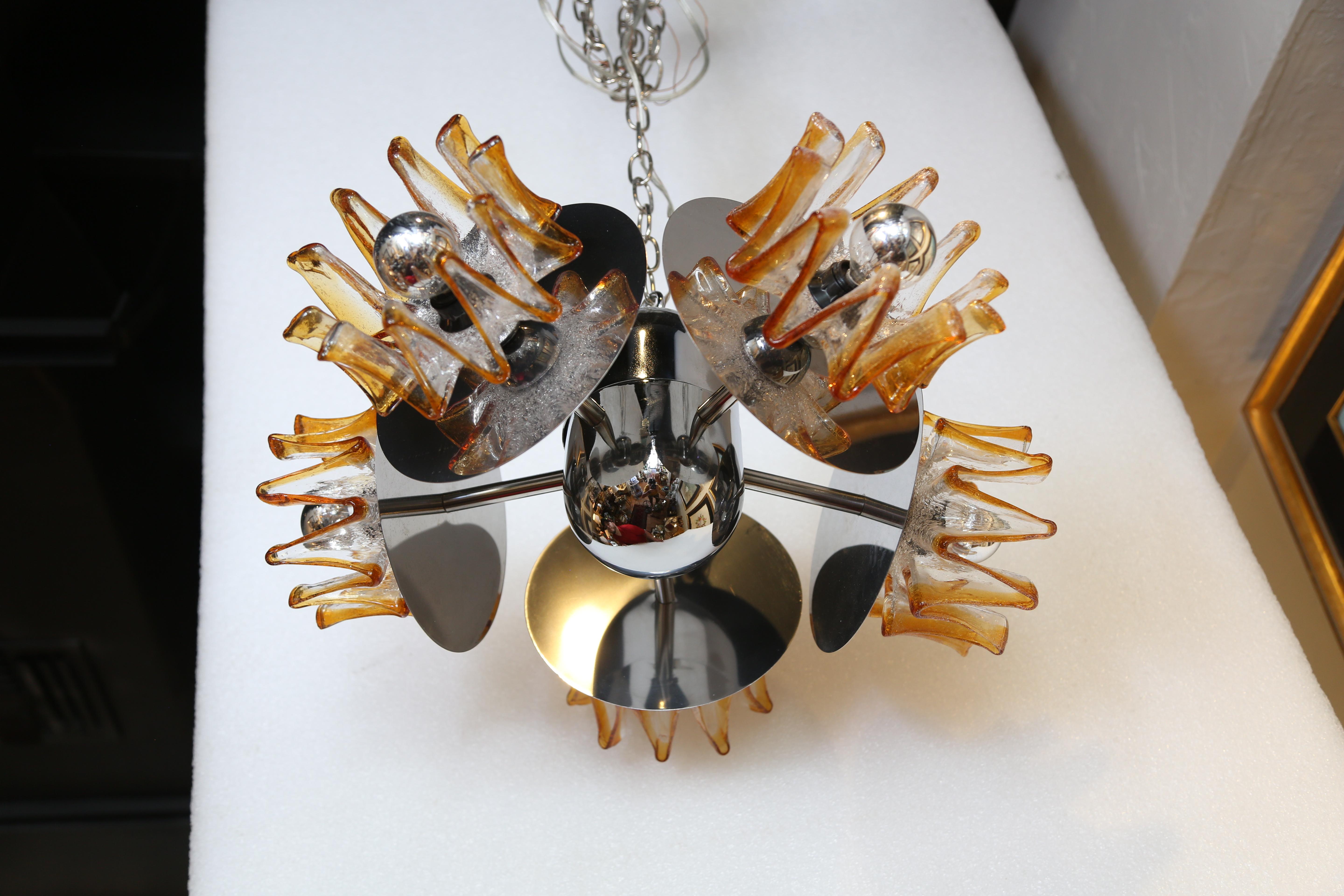 Midcentury French Art Glass Chandelier For Sale 9