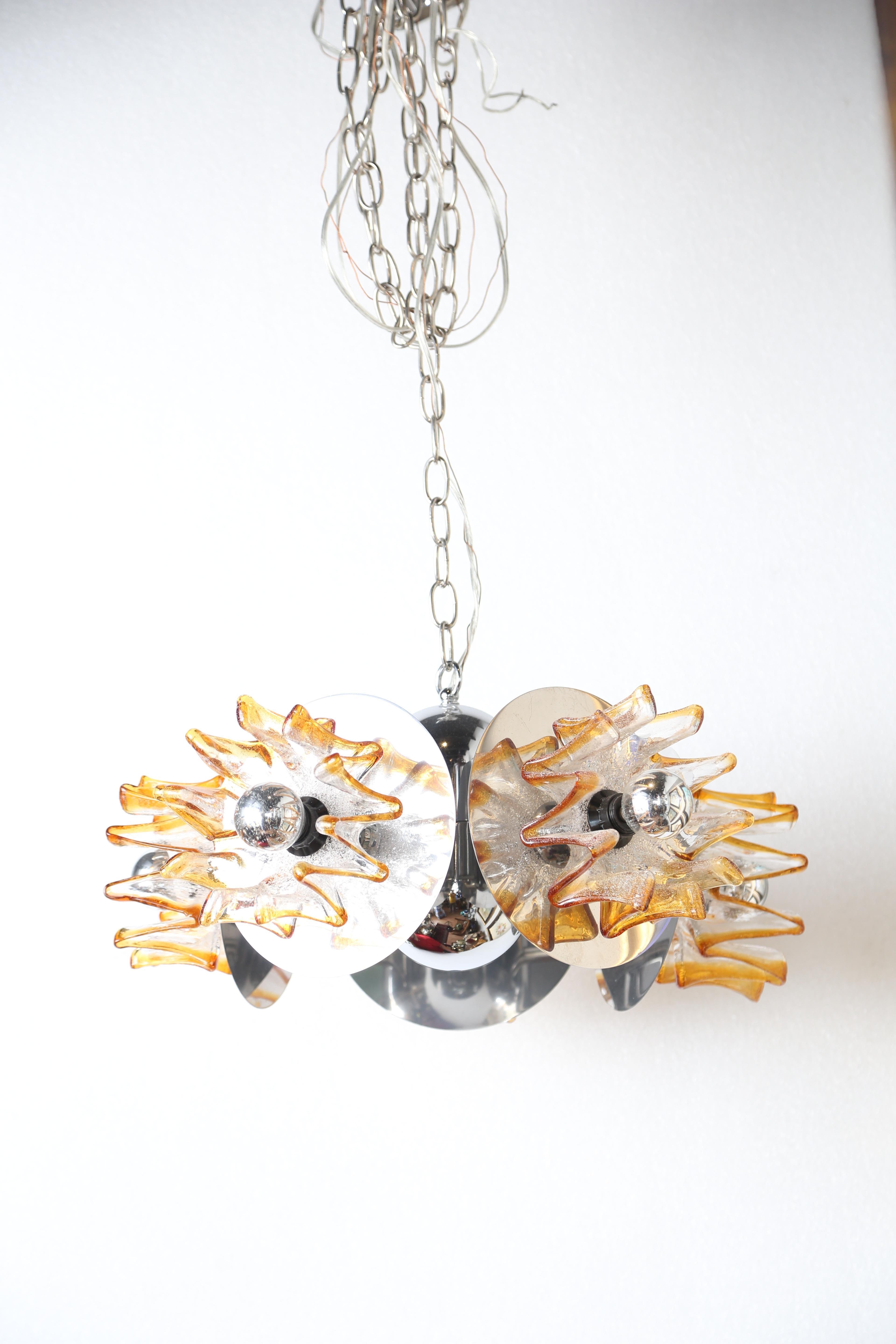 Midcentury French Art Glass Chandelier For Sale 1