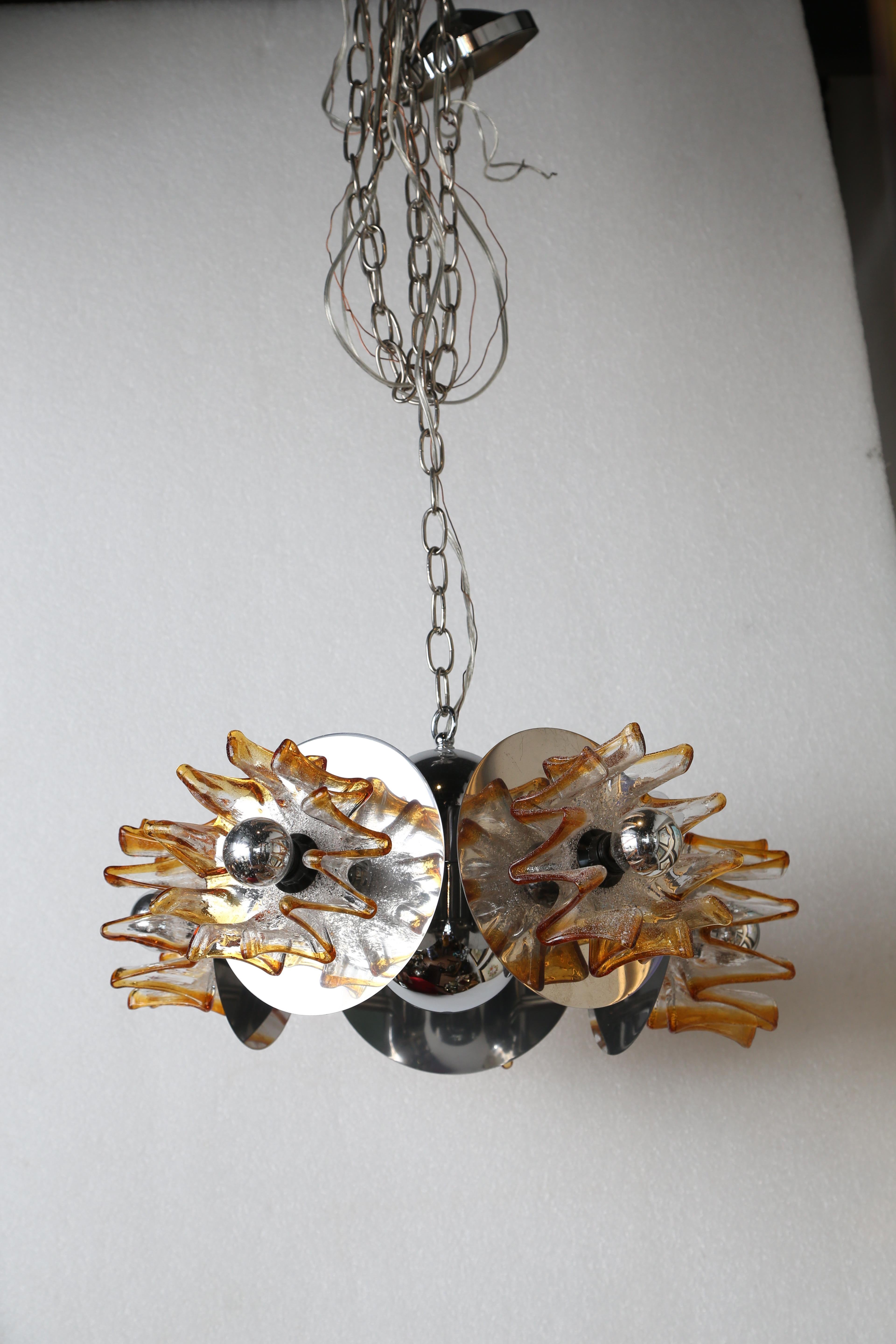 Midcentury French Art Glass Chandelier For Sale 3