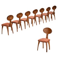 Sillas de Comedor Artesanas Francesas de Mediano Siglo en Madera de Cerezo