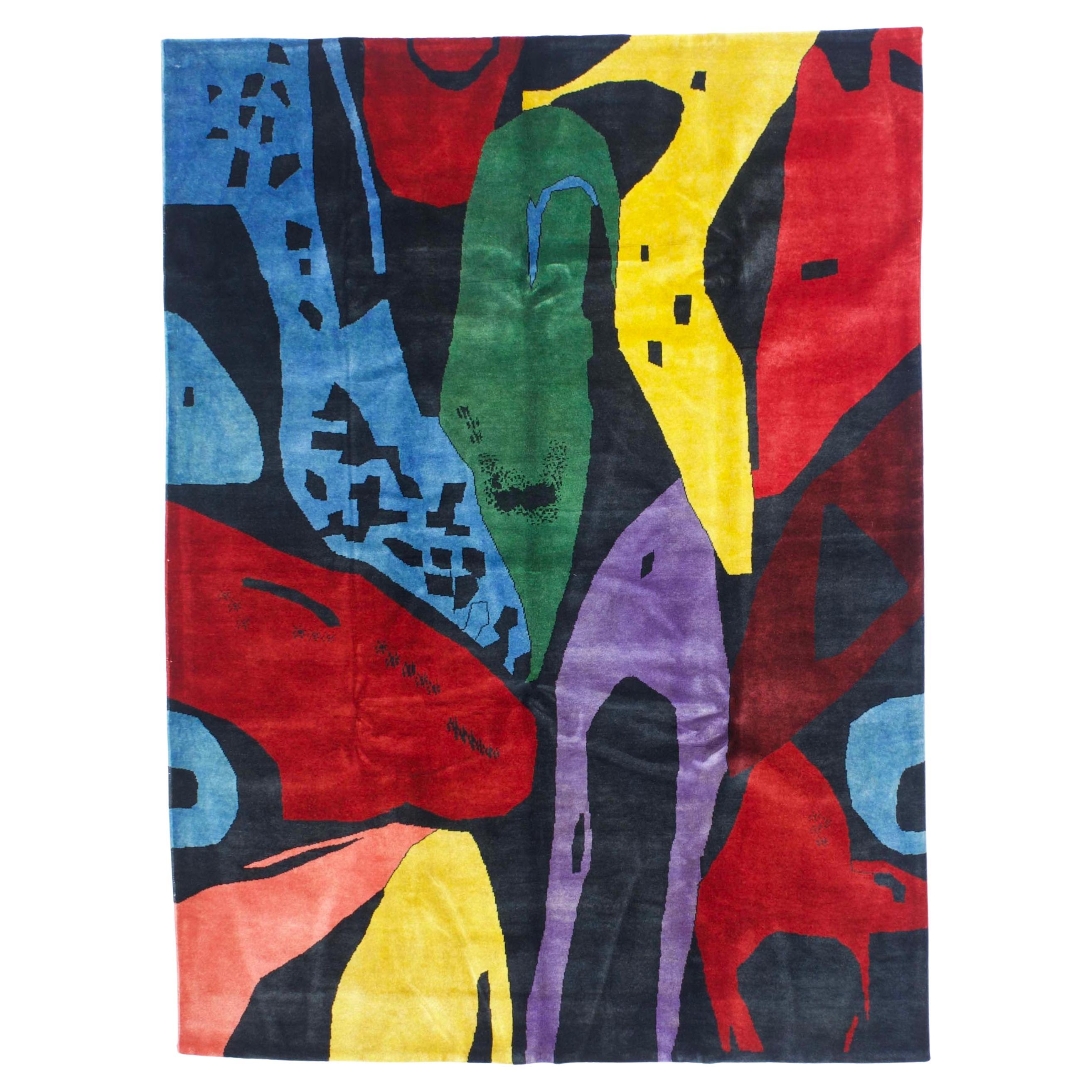 Mid Century French artistic Wool Rug 5'8" x 8’0"