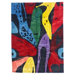Mid Century French artistic Wool Rug 5'8" x 8’0"