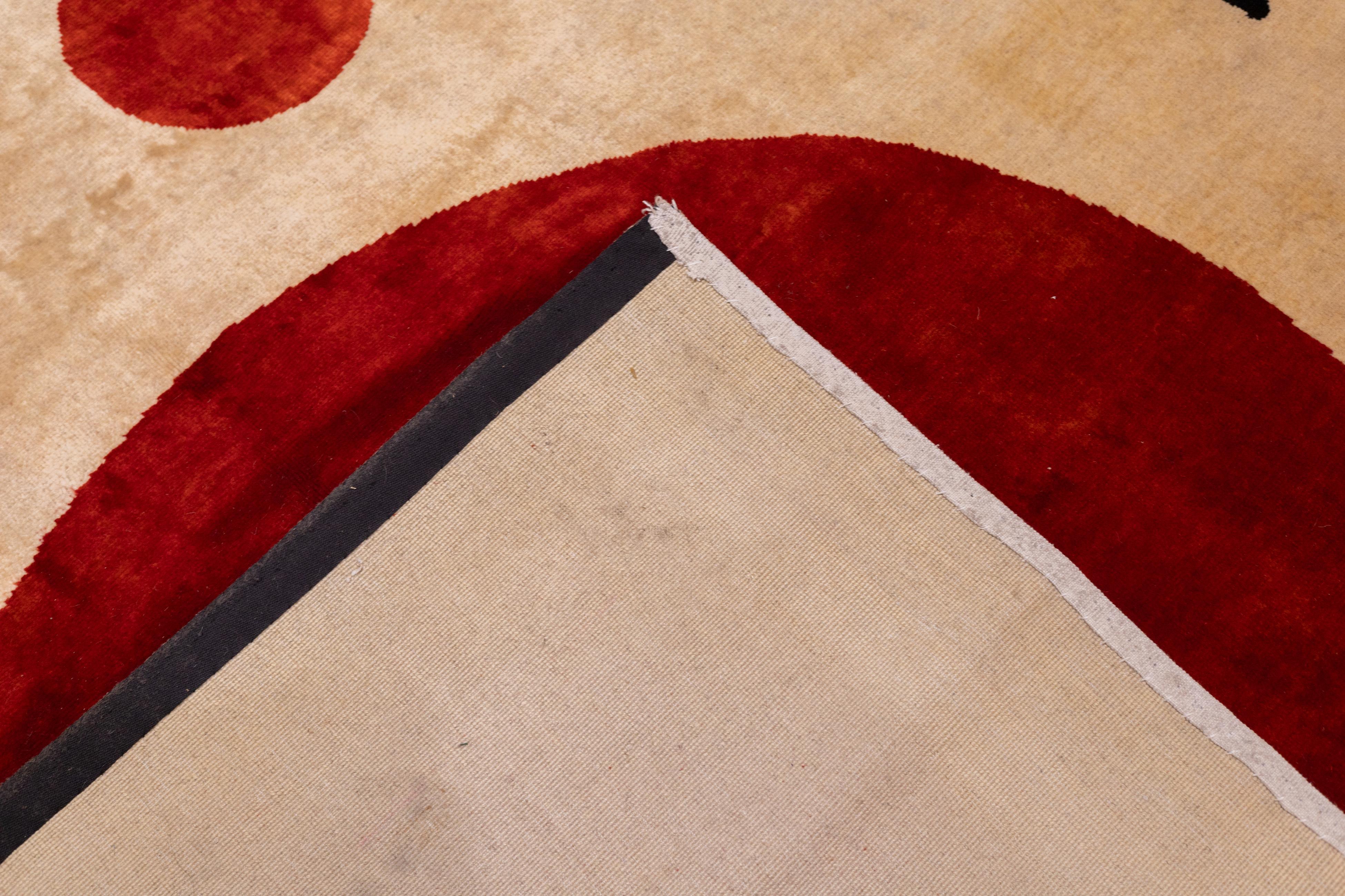 Mid Century Französisch Artistic Wolle Teppich inspiriert von Calder 4'10'' x 6'6'' im Angebot 1