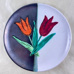 Mid-Century French Atelier Cérenne à Vallauris Hand Made Signed Tulip Plate
