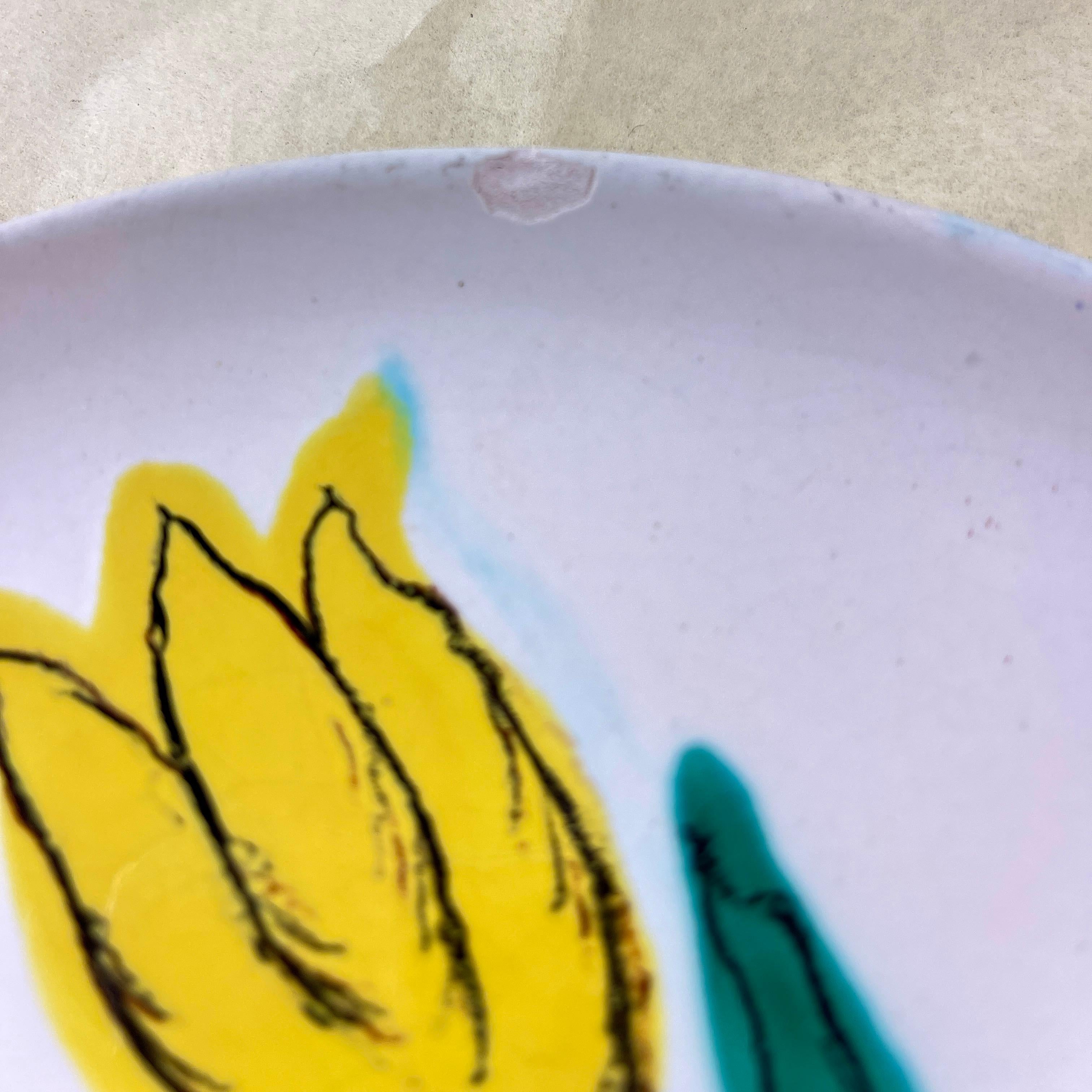 20th Century Mid-Century French Atelier Cérenne à Vallauris Hand Made Signed Tulip Plate For Sale