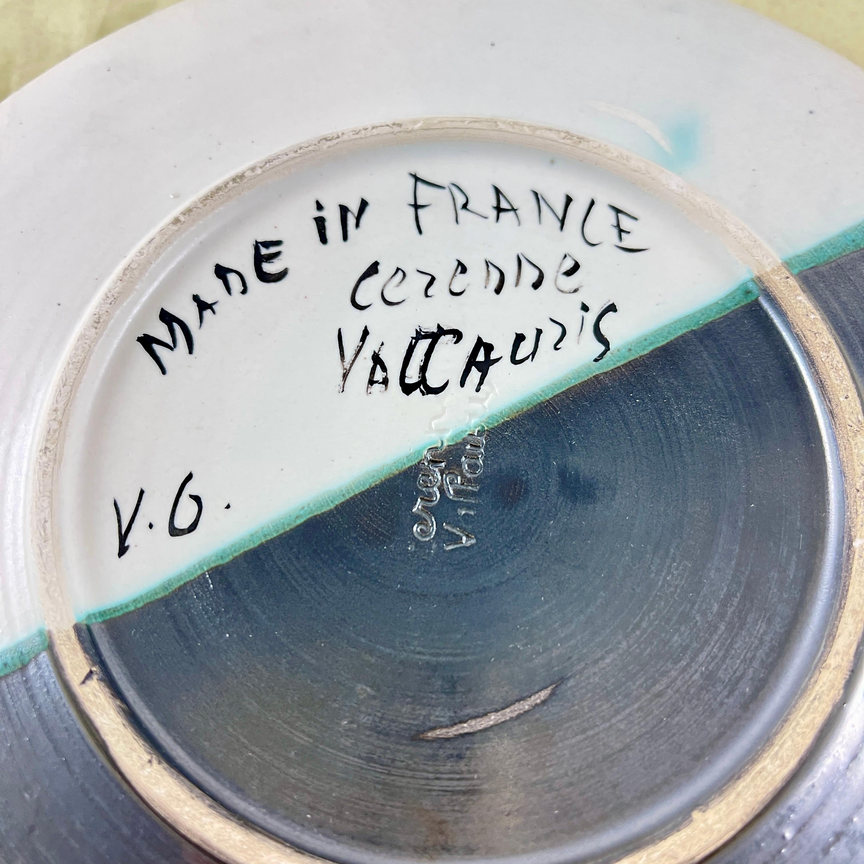 Mitte des Jahrhunderts Französisch Atelier Cérenne à Vallauris Hand Made signiert Tulpe Teller im Angebot 2