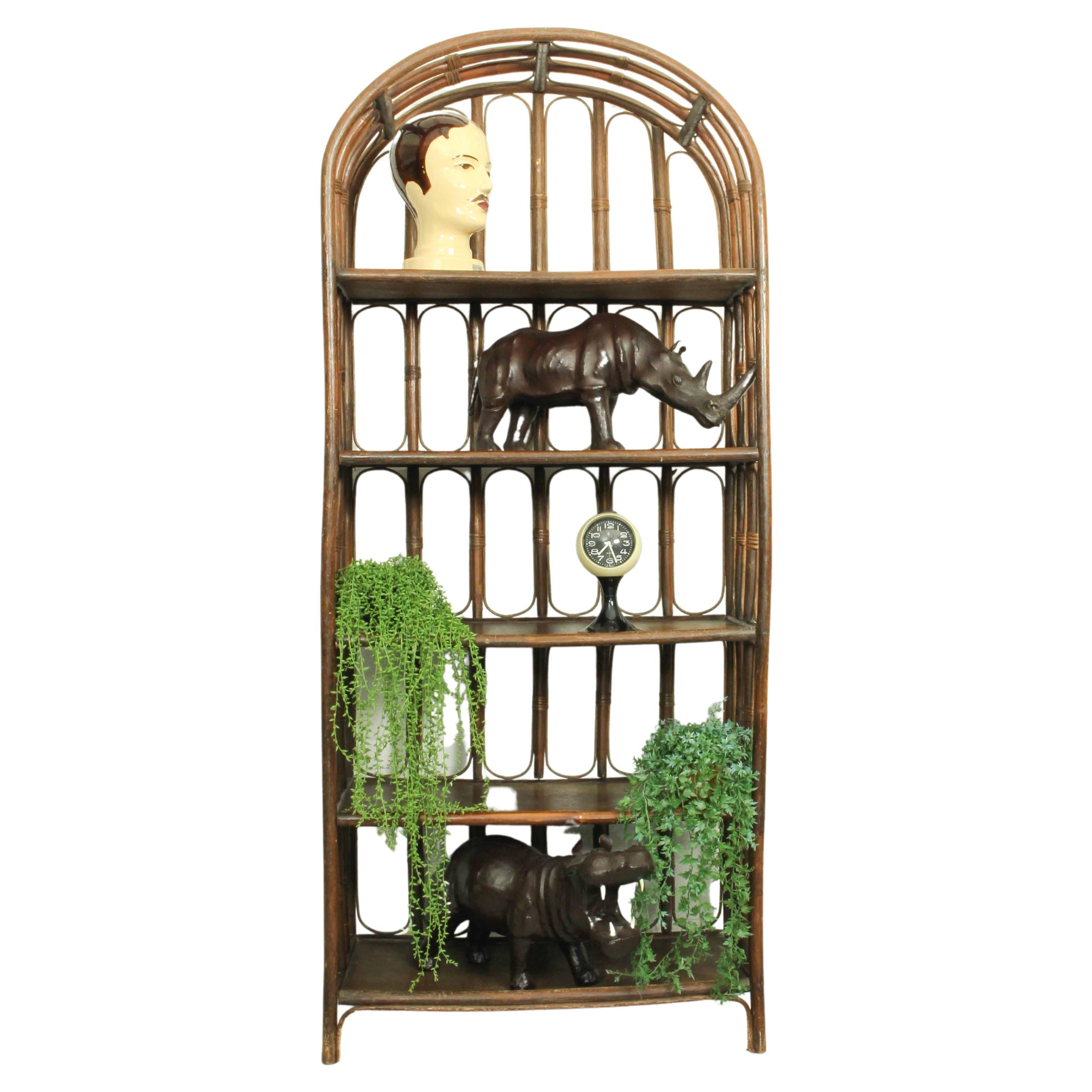 Mid-Century French Bamboo Etagere, 1960s For Sale