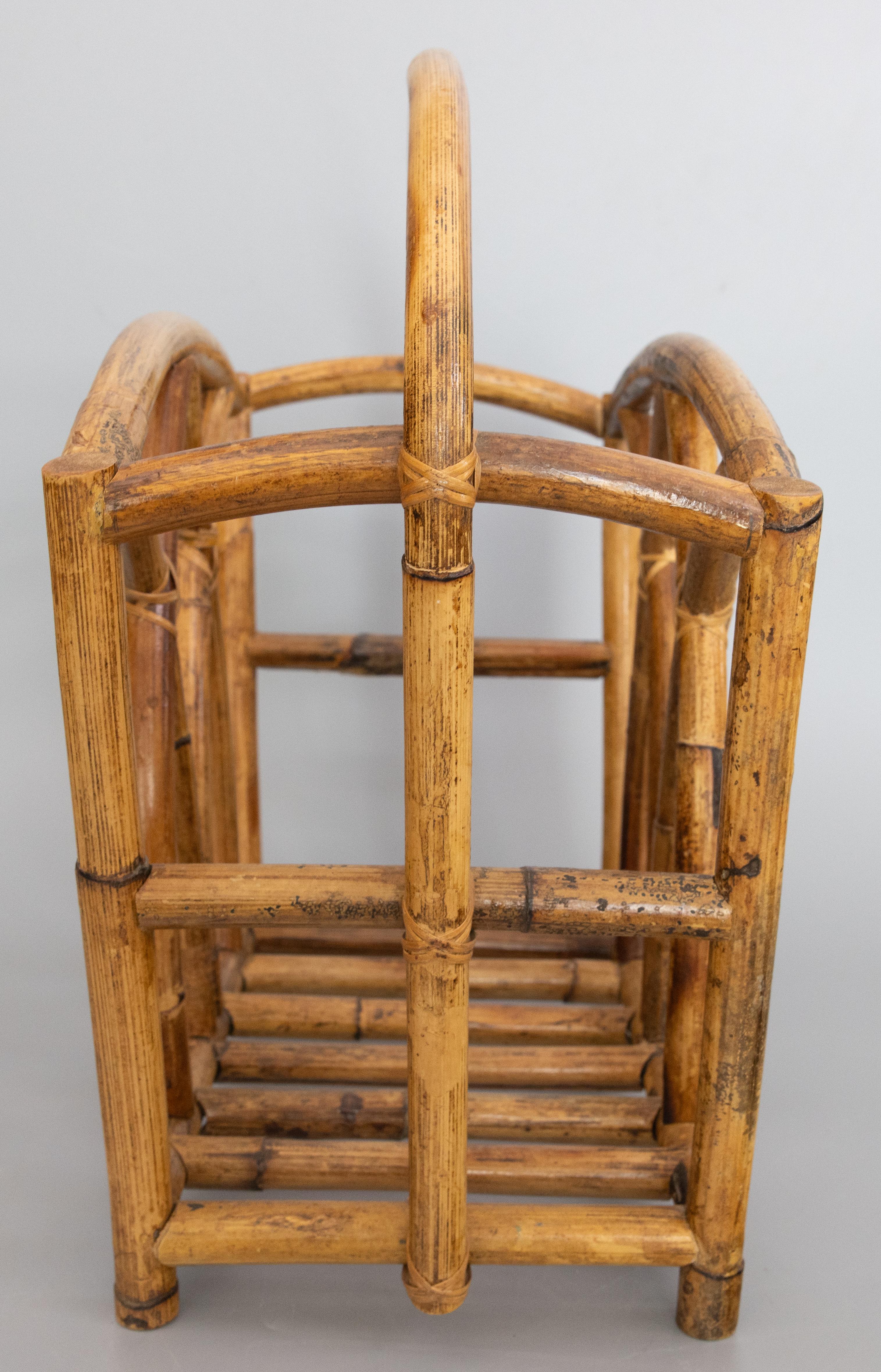 20th Century Mid-Century French Bamboo Magazine Rack For Sale