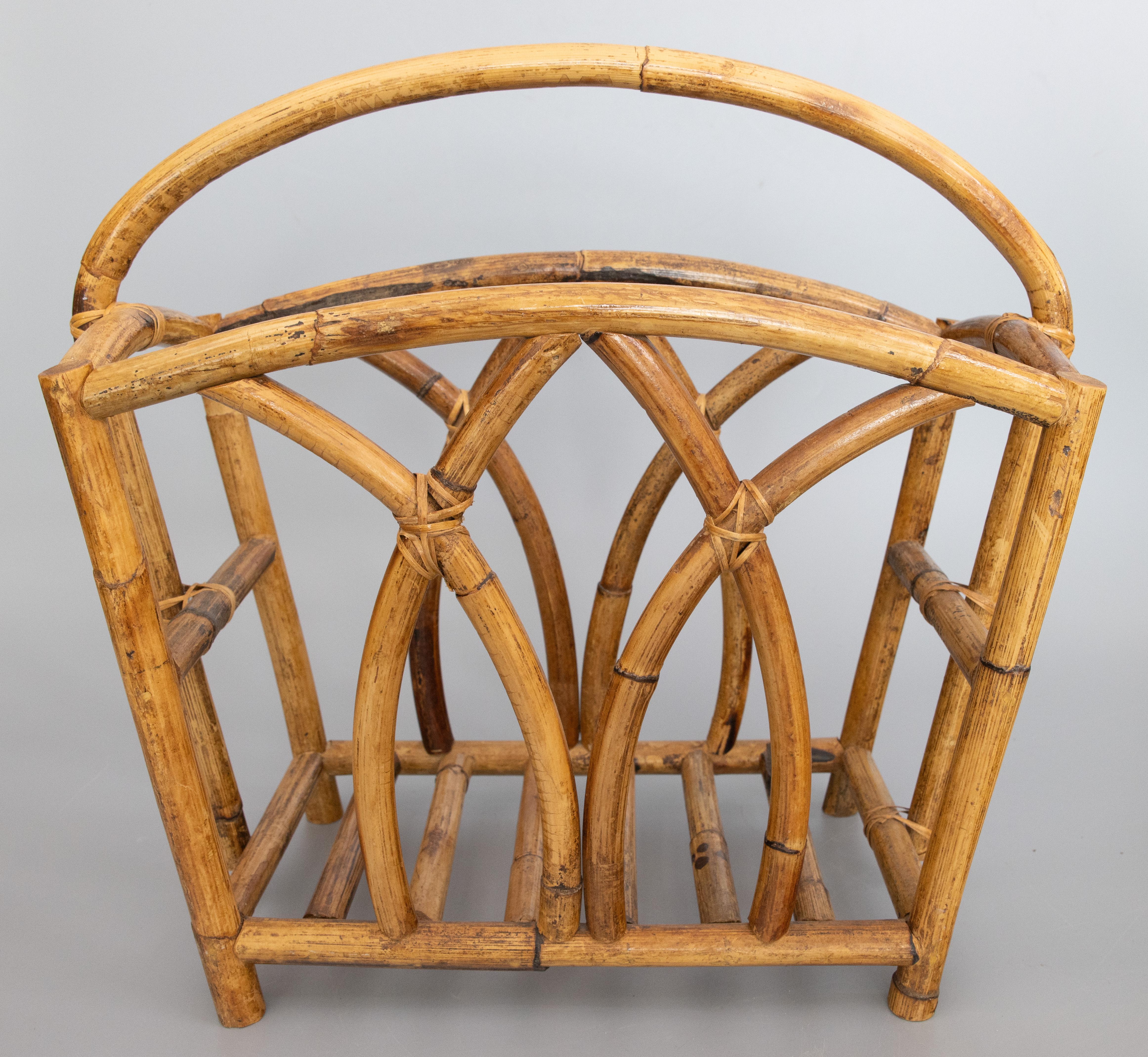 Mid-Century French Bamboo Magazine Rack For Sale 1