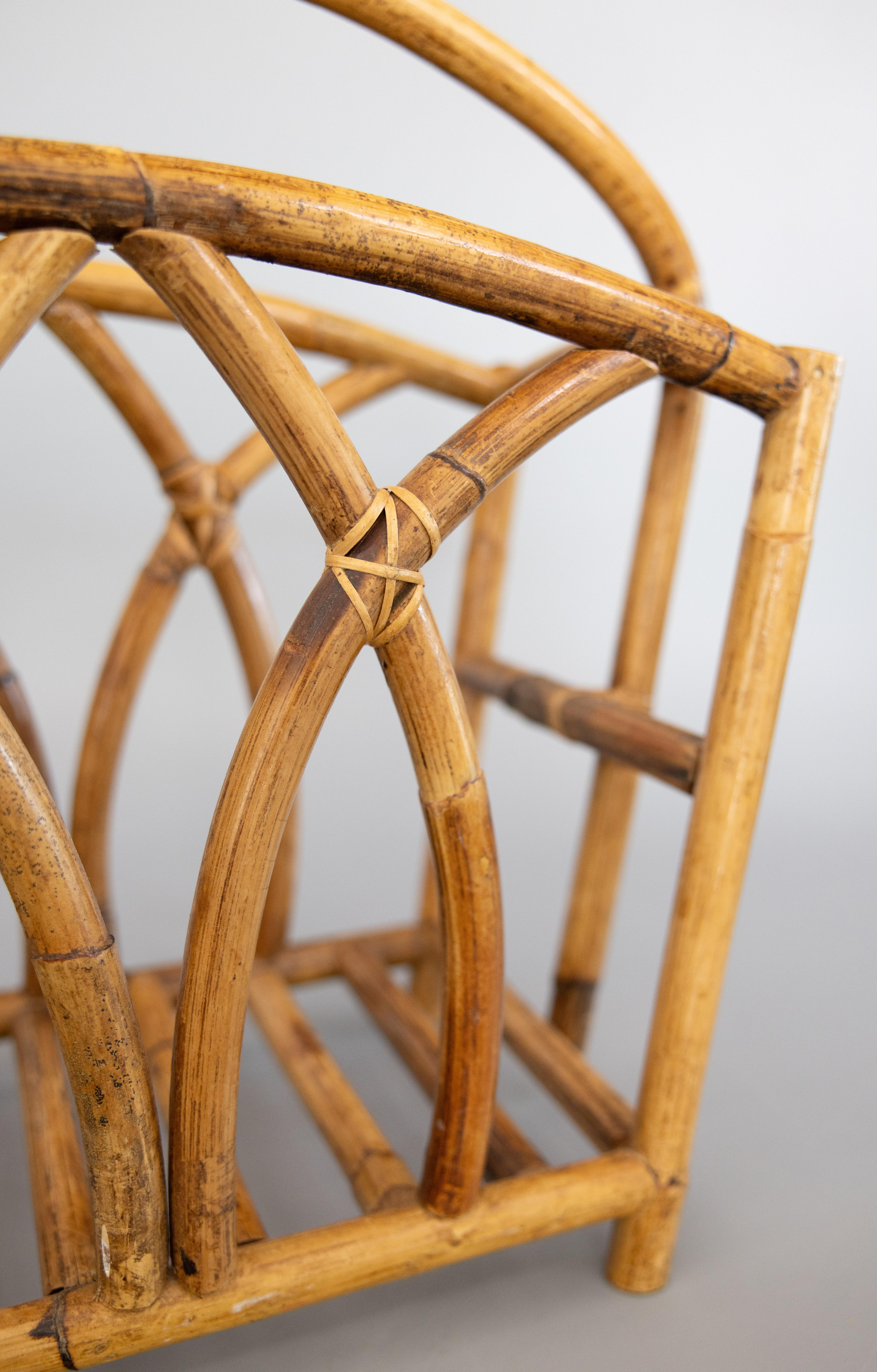 Mid-Century French Bamboo Magazine Rack For Sale 2