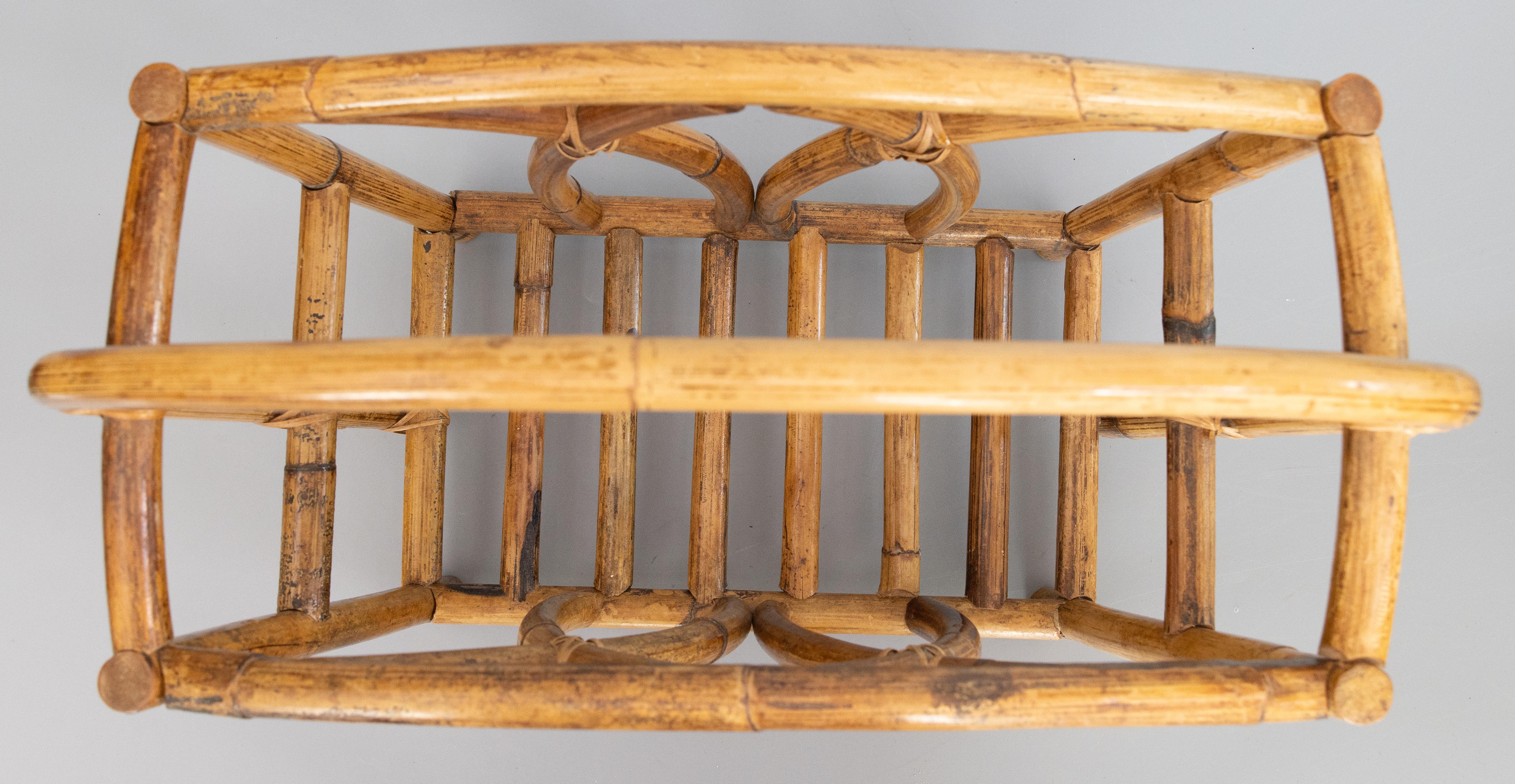 Mid-Century French Bamboo Magazine Rack For Sale 4