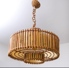 Mid Century French Bamboo Pendelleuchte