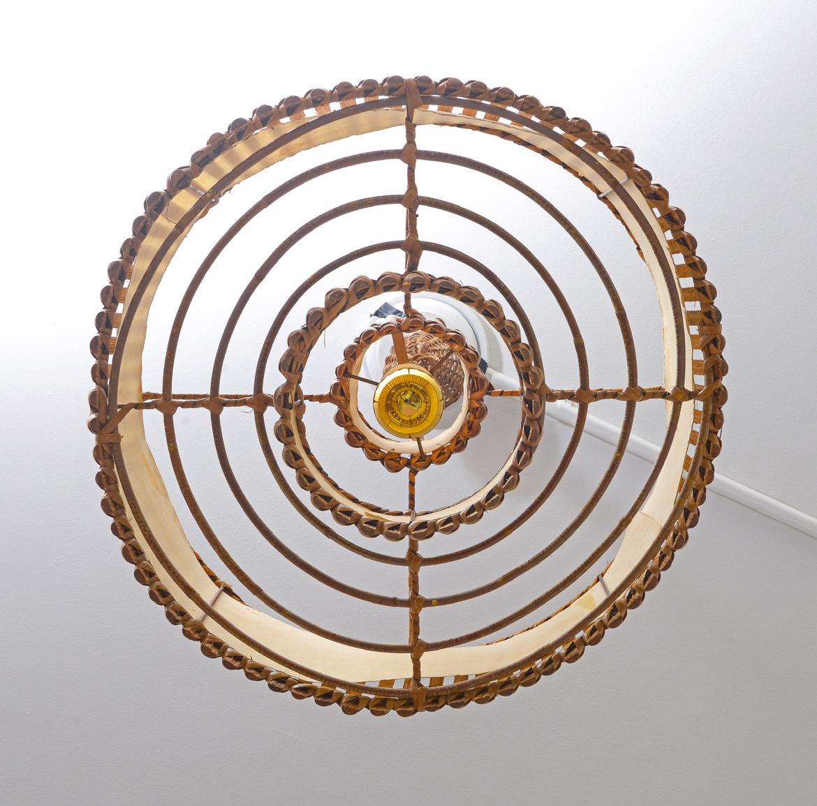 Mid Century French Bamboo Pendelleuchte (20. Jahrhundert) im Angebot