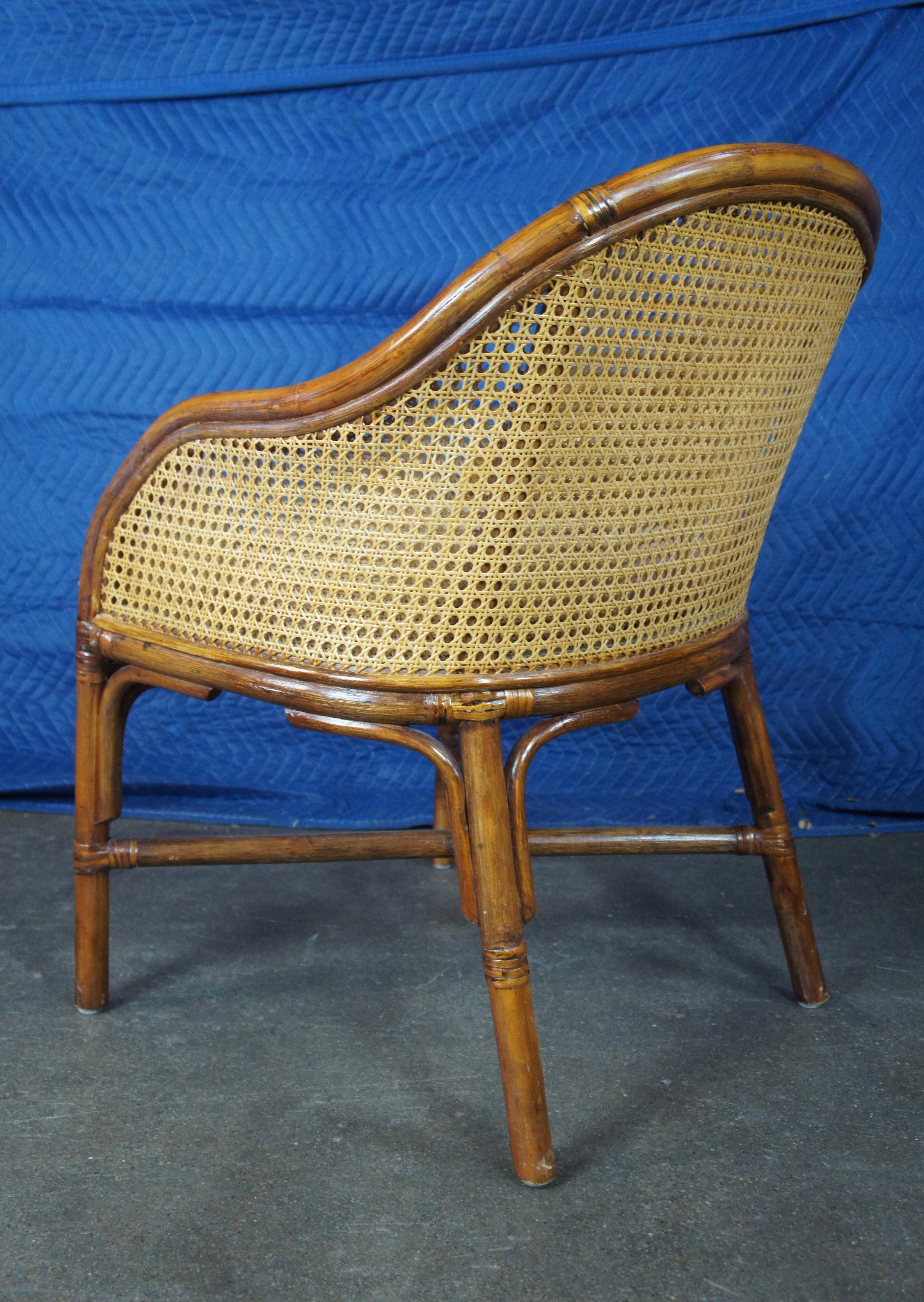 Mid Century French Bentwood Bamboo Double Caned Rattan Bergere Club Chair 1
