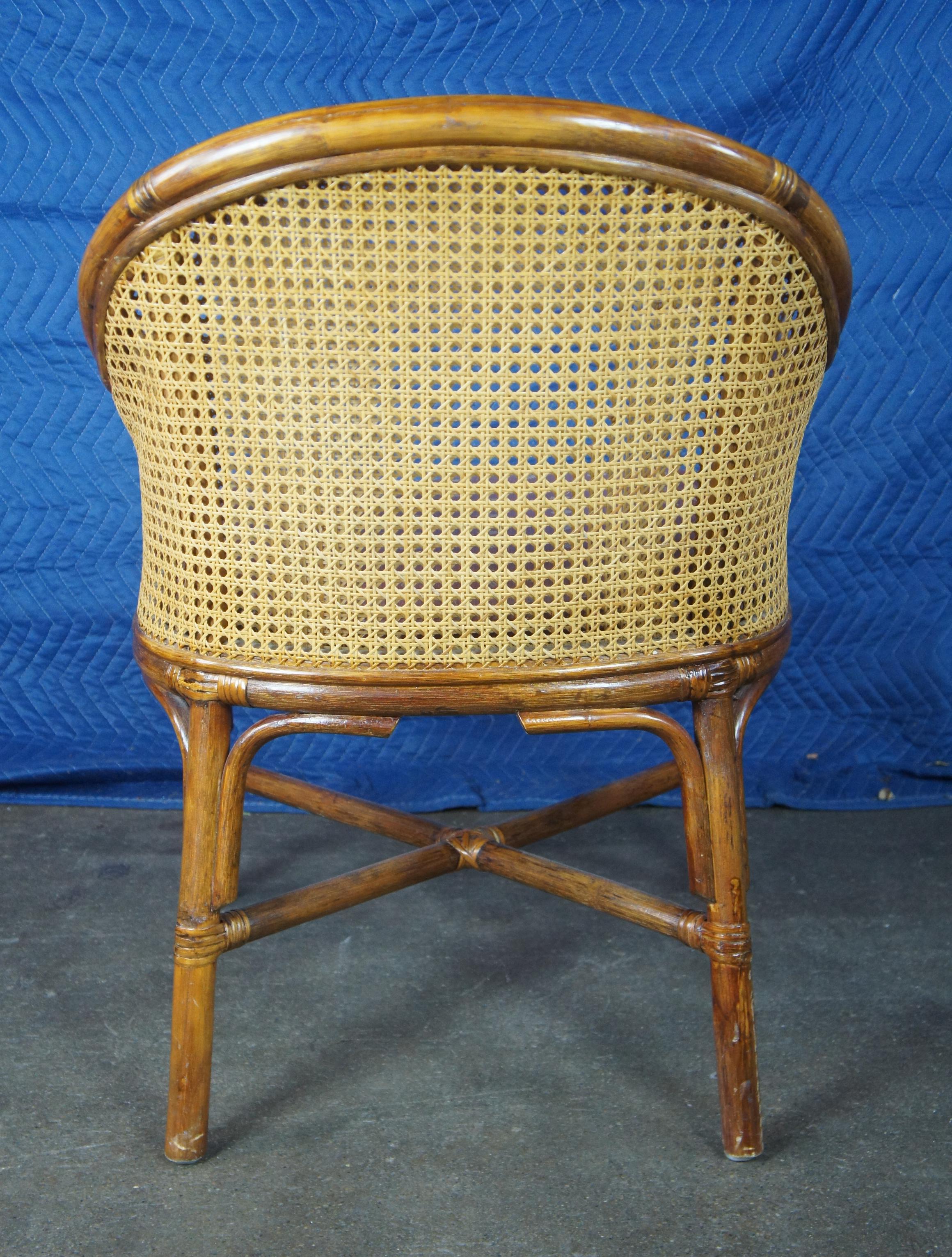 Mid Century French Bentwood Bamboo Double Caned Rattan Bergere Club Chair 2