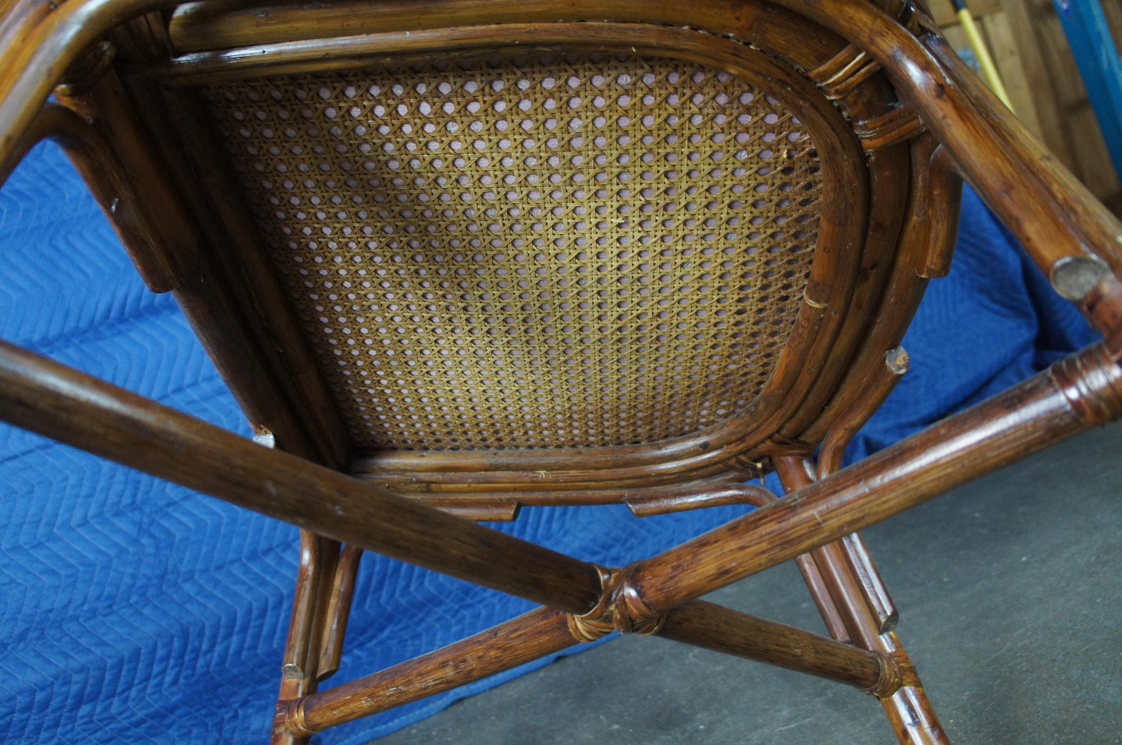 Mid Century French Bentwood Bamboo Double Caned Rattan Bergere Club Chair 3
