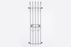 Mid-Century French Black Enameled Wire Wall Mount Coat Rack
