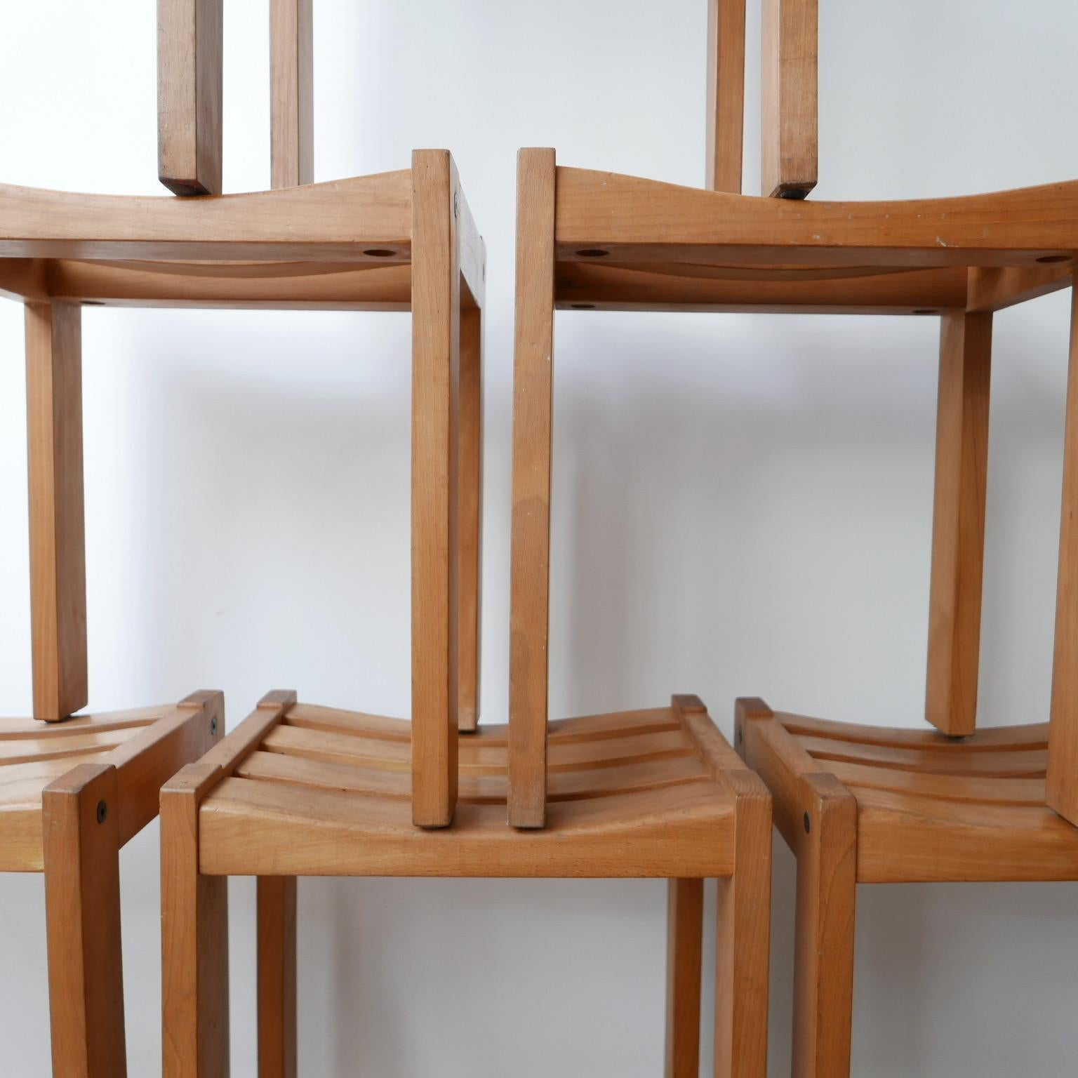 Mid-Century Modern Midcentury French Blonde Oak Stools in the Manner of Guillerme et Chambron '11' For Sale