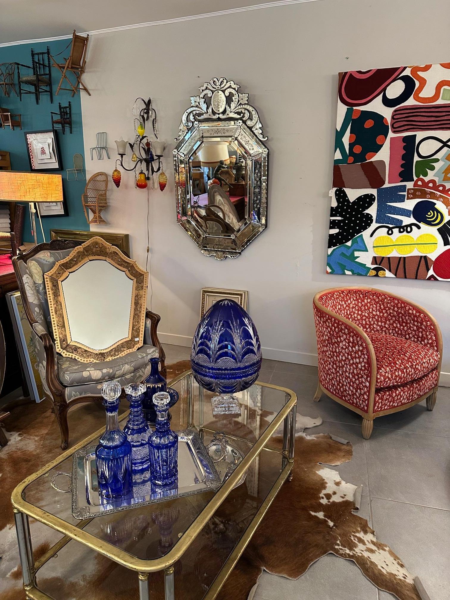 Mid-century French Blue Crystal Egg Champagne Cellar, 1950s 7