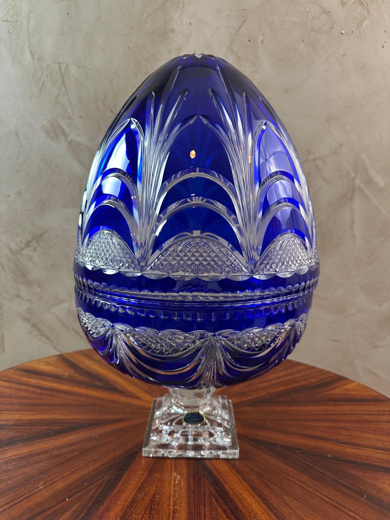 Mid-century French Blue Crystal Egg Champagne Cellar, 1950s 3