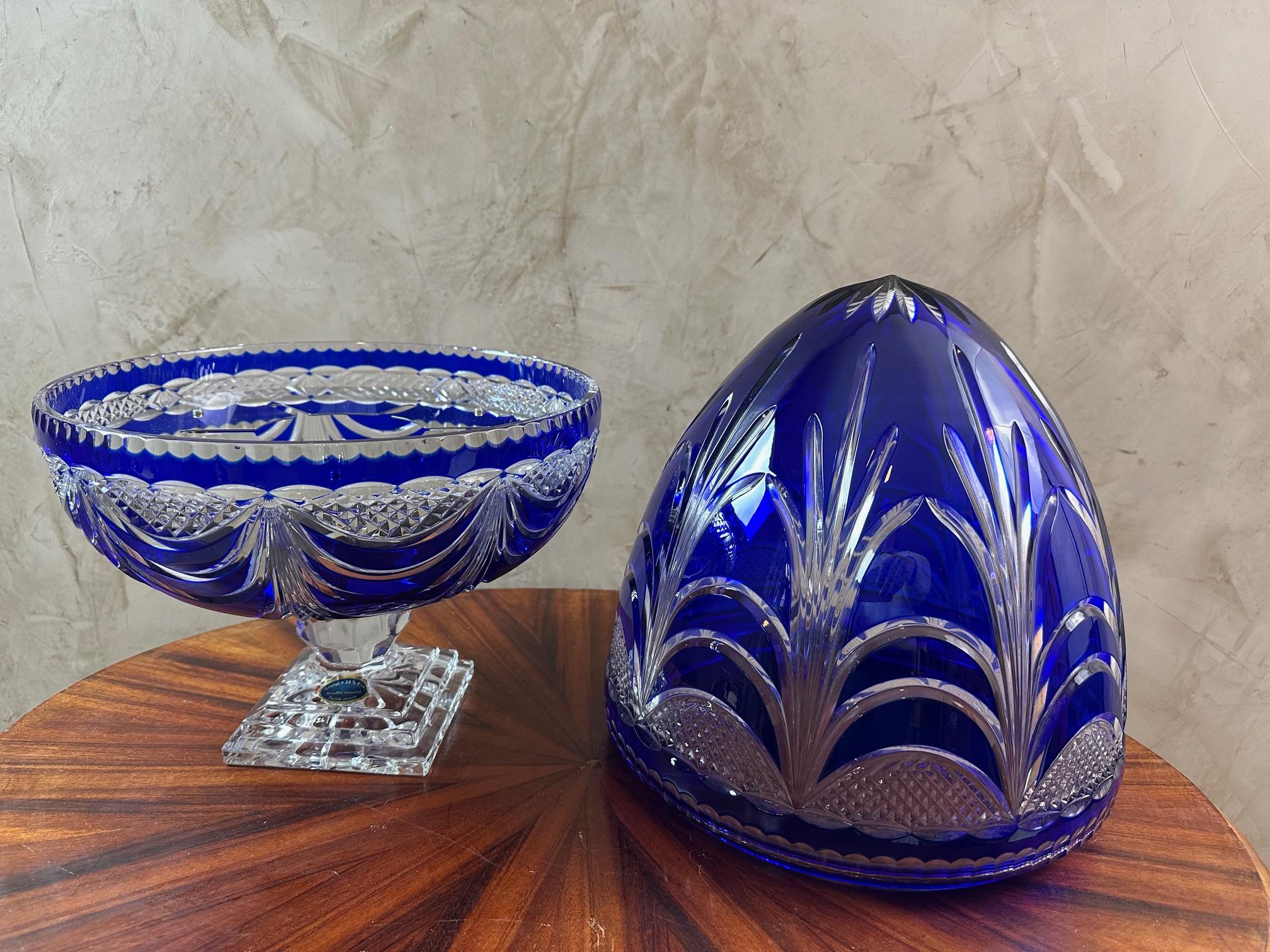 Mid-century French Blue Crystal Egg Champagne Cellar, 1950s 4