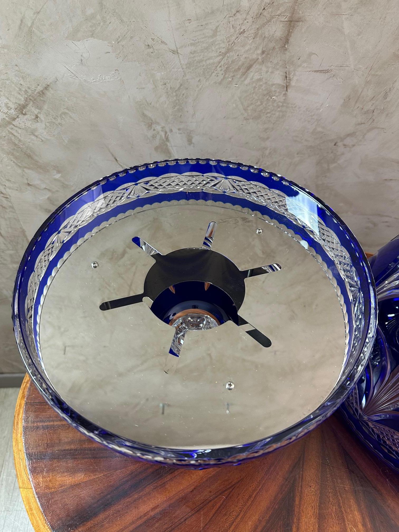 Mid-century French Blue Crystal Egg Champagne Cellar, 1950s 5