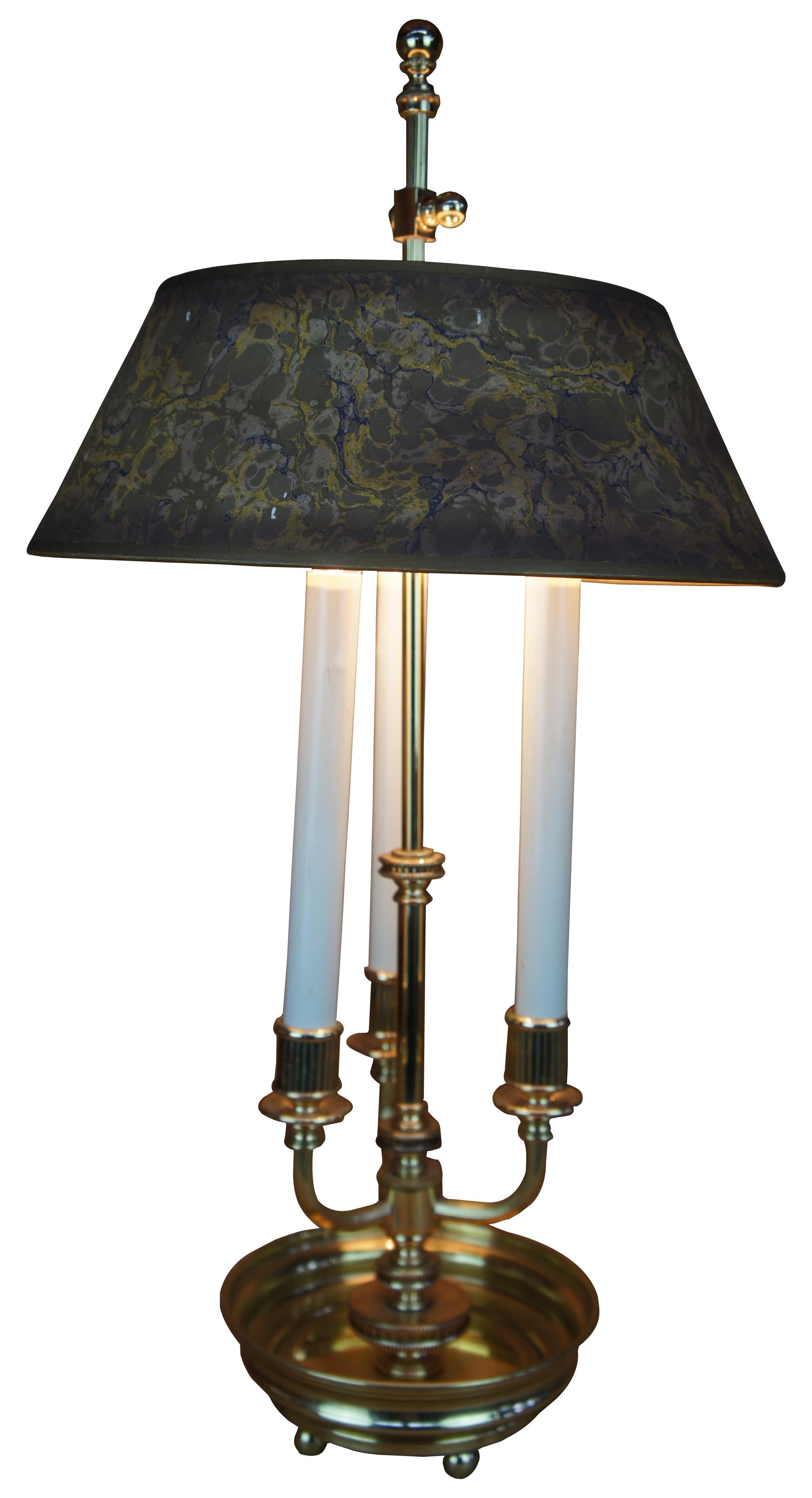 French Provincial Mid Century French Bouillotte Adjustable Brass Candlestick Library Desk Lamp