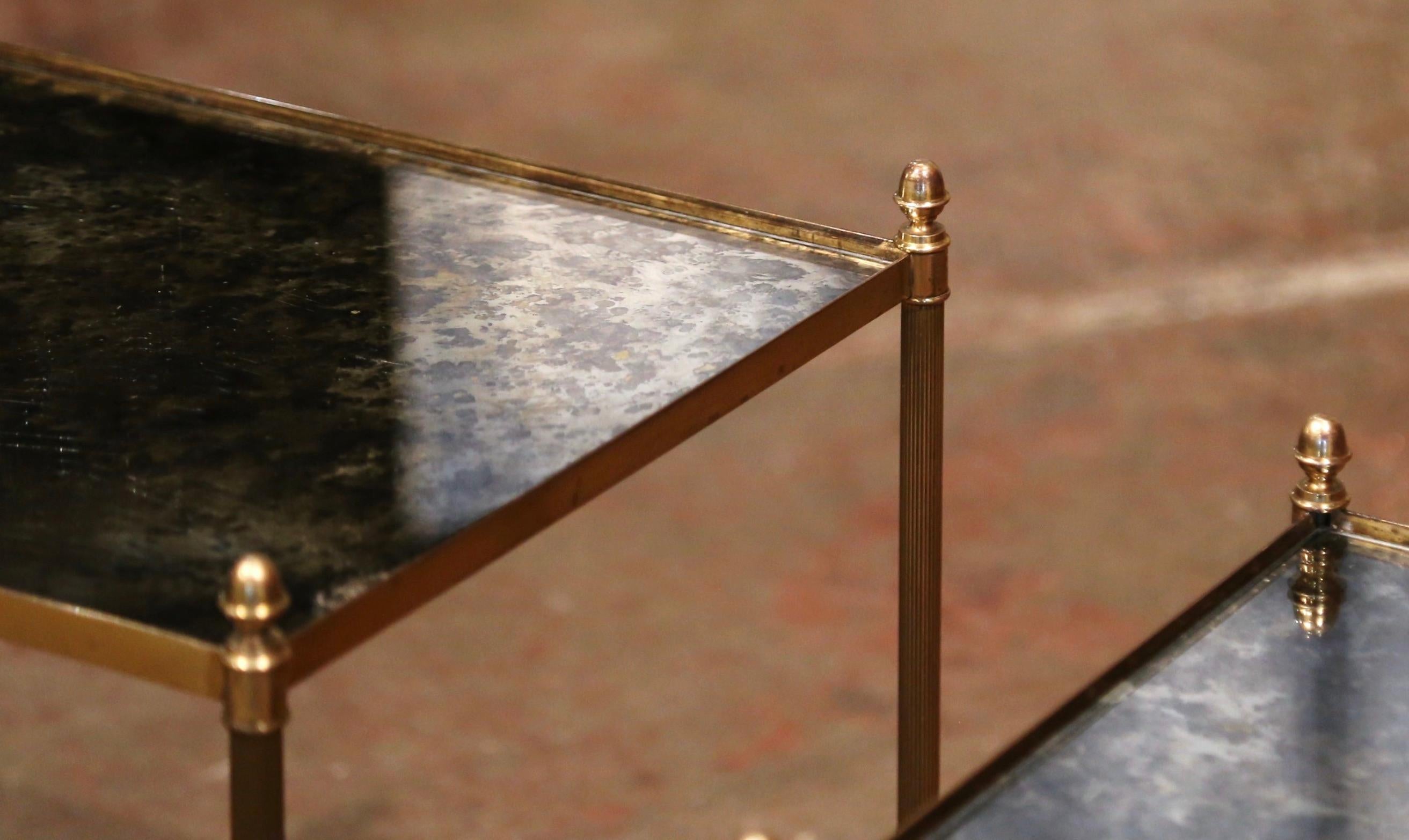 Midcentury French Brass and Églomisé Glass Nesting Tables from Maison Baguès 2