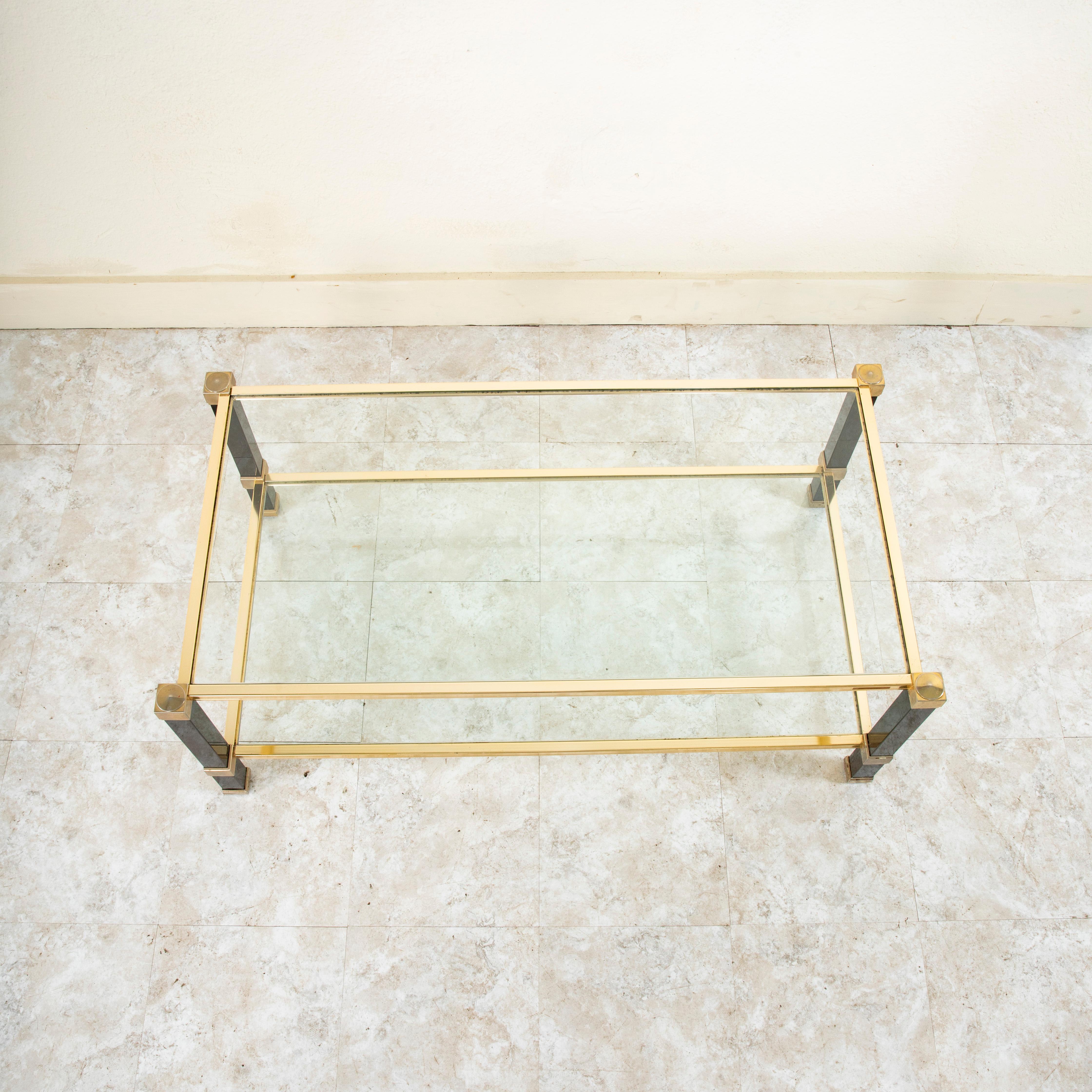 MidCentury French Brass and Glass Coffee table by Pierre Vandel, c