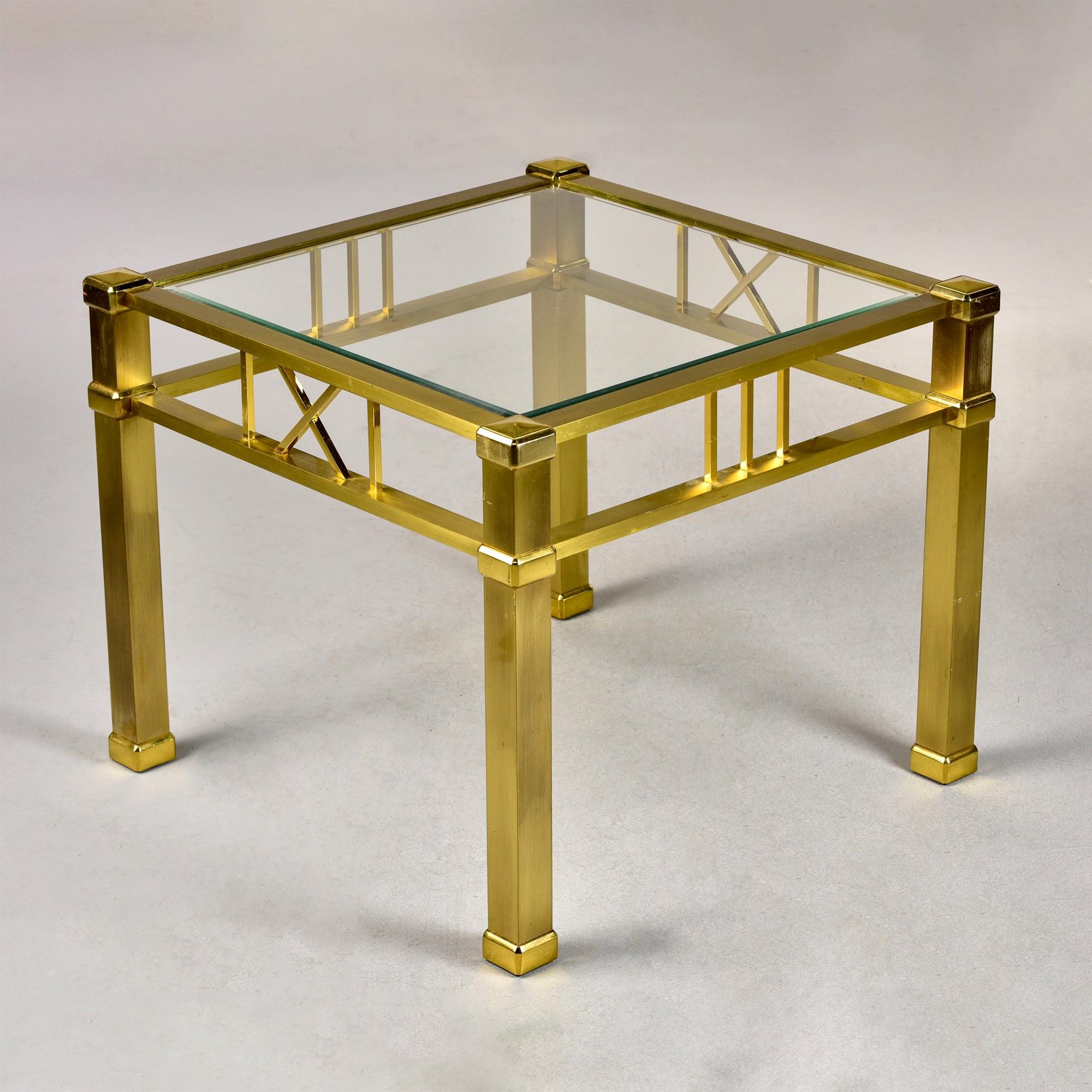 Mid Century French Brass and Glass Side Table In Good Condition For Sale In Troy, MI