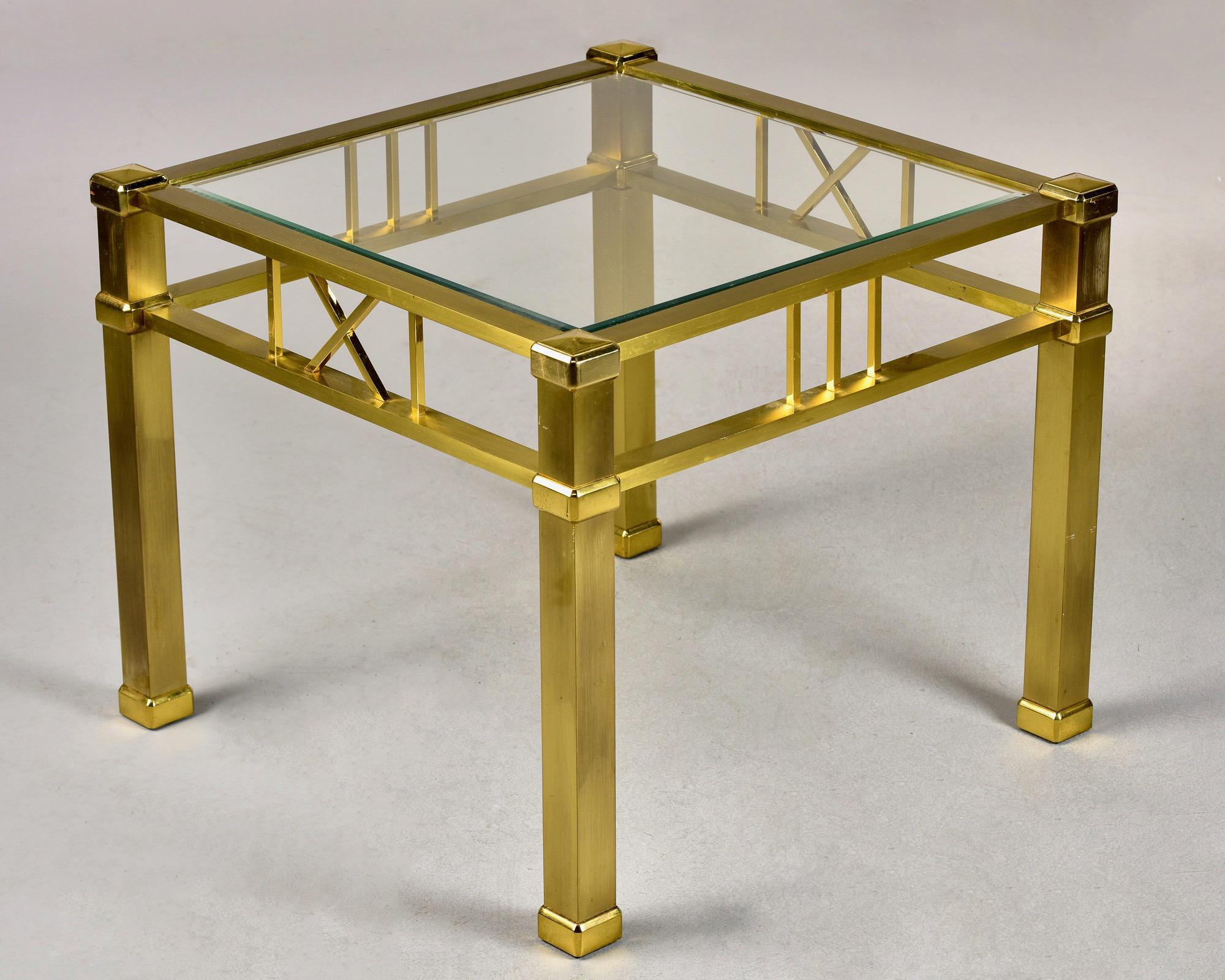 20th Century Mid Century French Brass and Glass Side Table For Sale