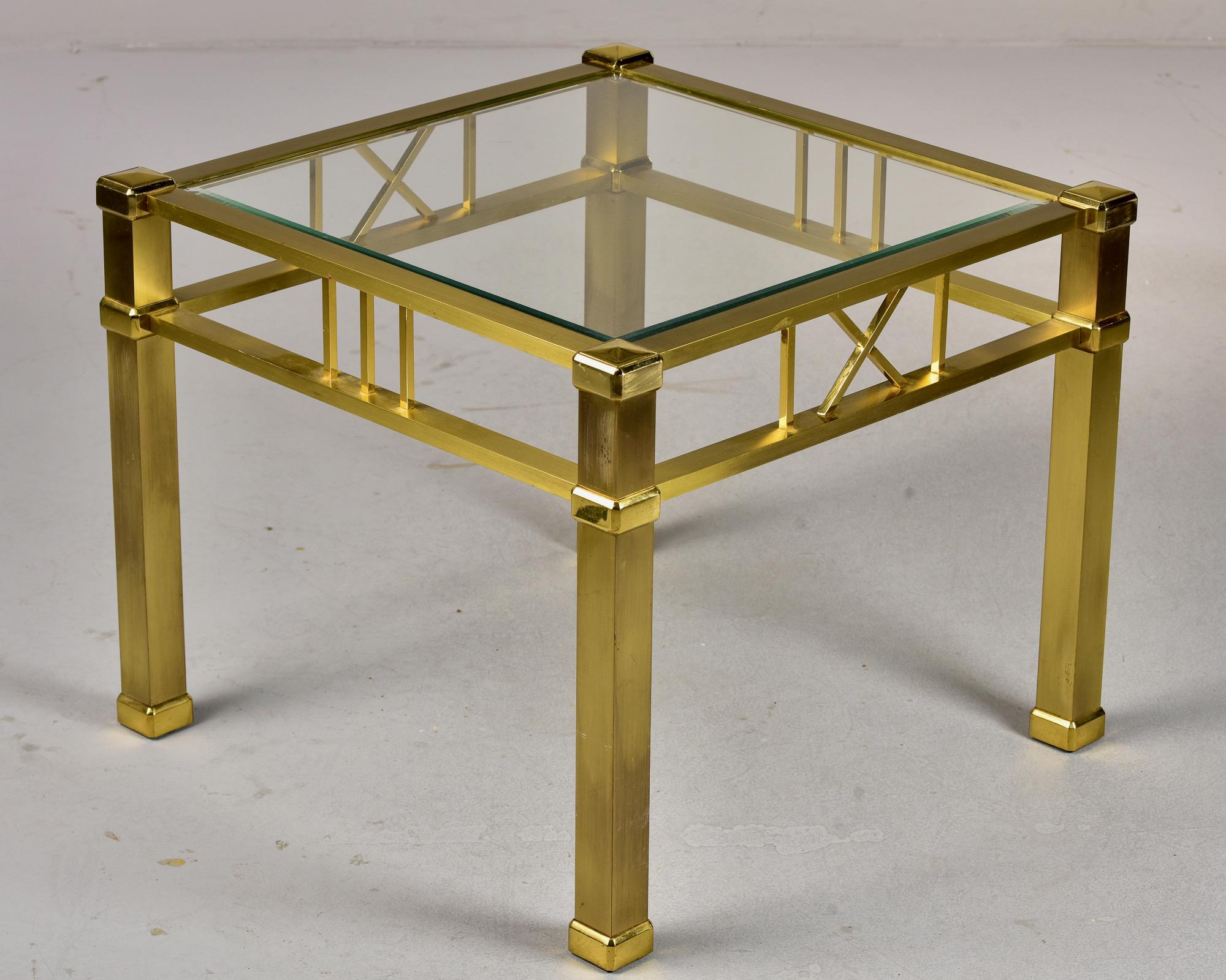 Mid Century French Brass and Glass Side Table For Sale 1